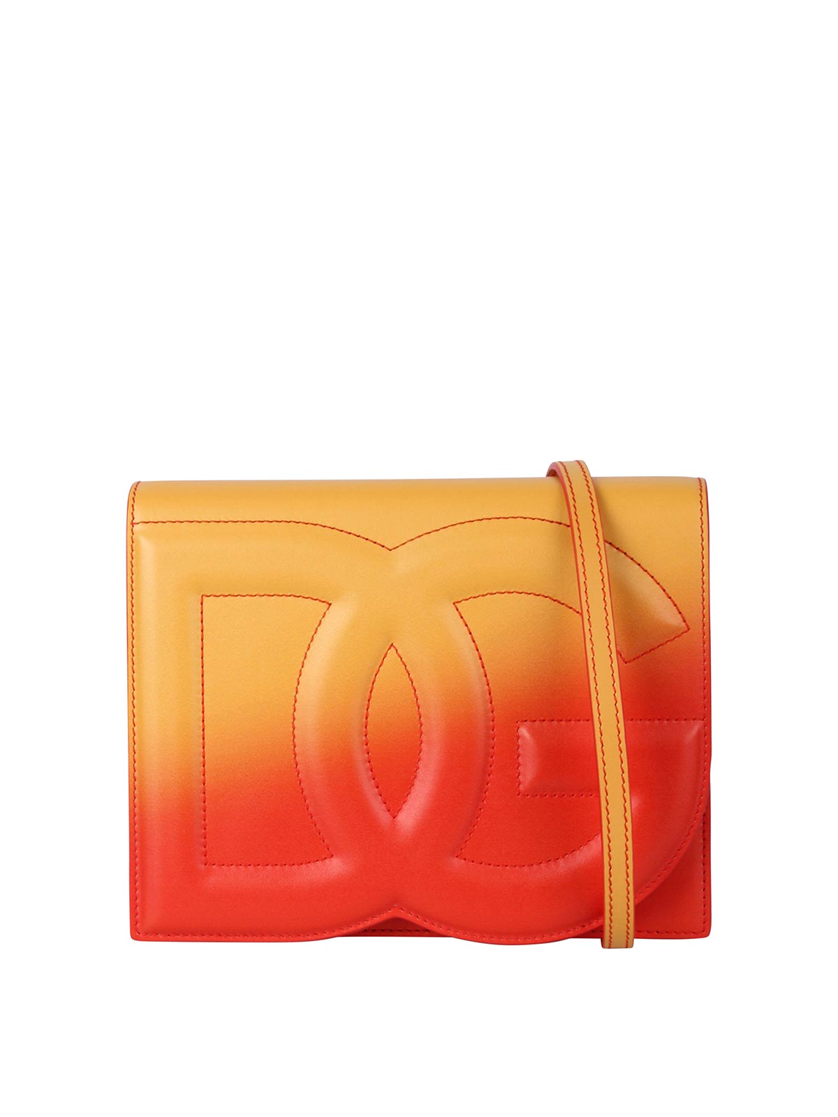Shop Dolce & Gabbana Shoulder Bag With Embossed Logo In Orange