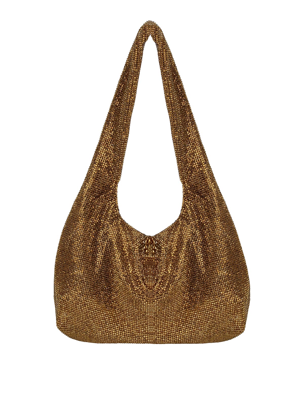 Kara Armpit Crystal Mesh Bag In Gold