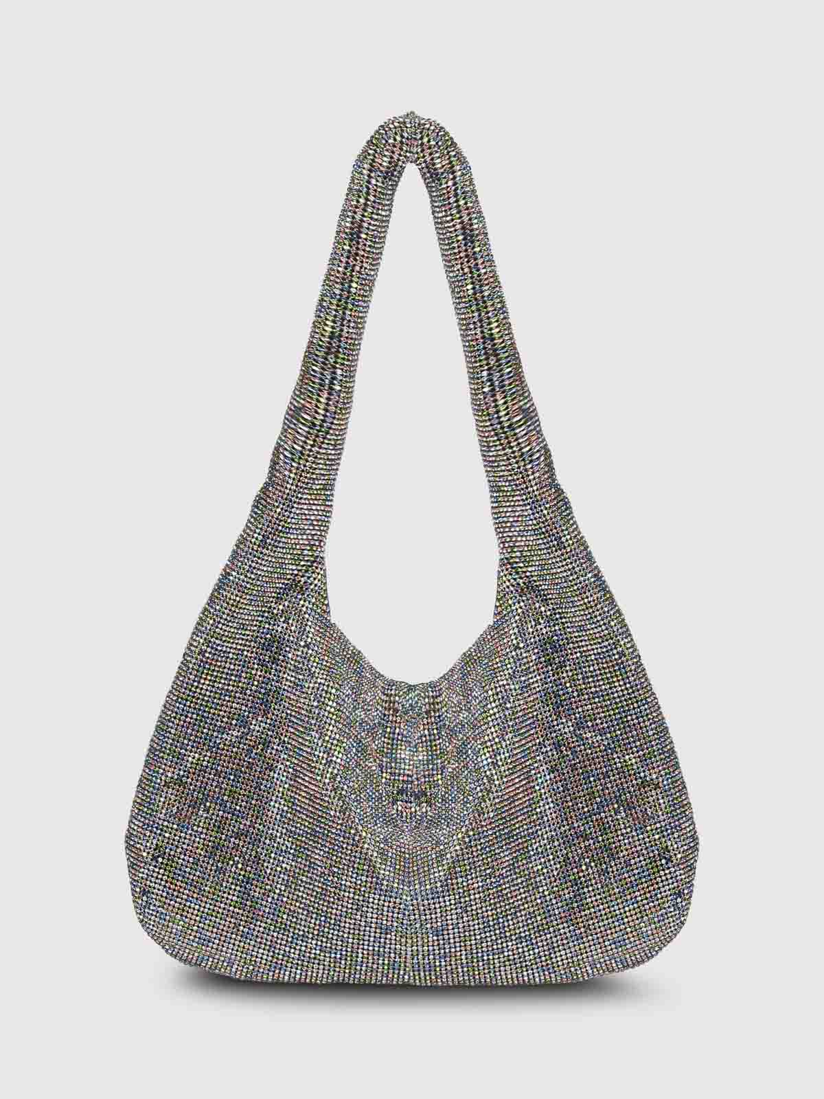 Shop Kara Crystal Mesh Shoulder Bag With Decoration In Silver