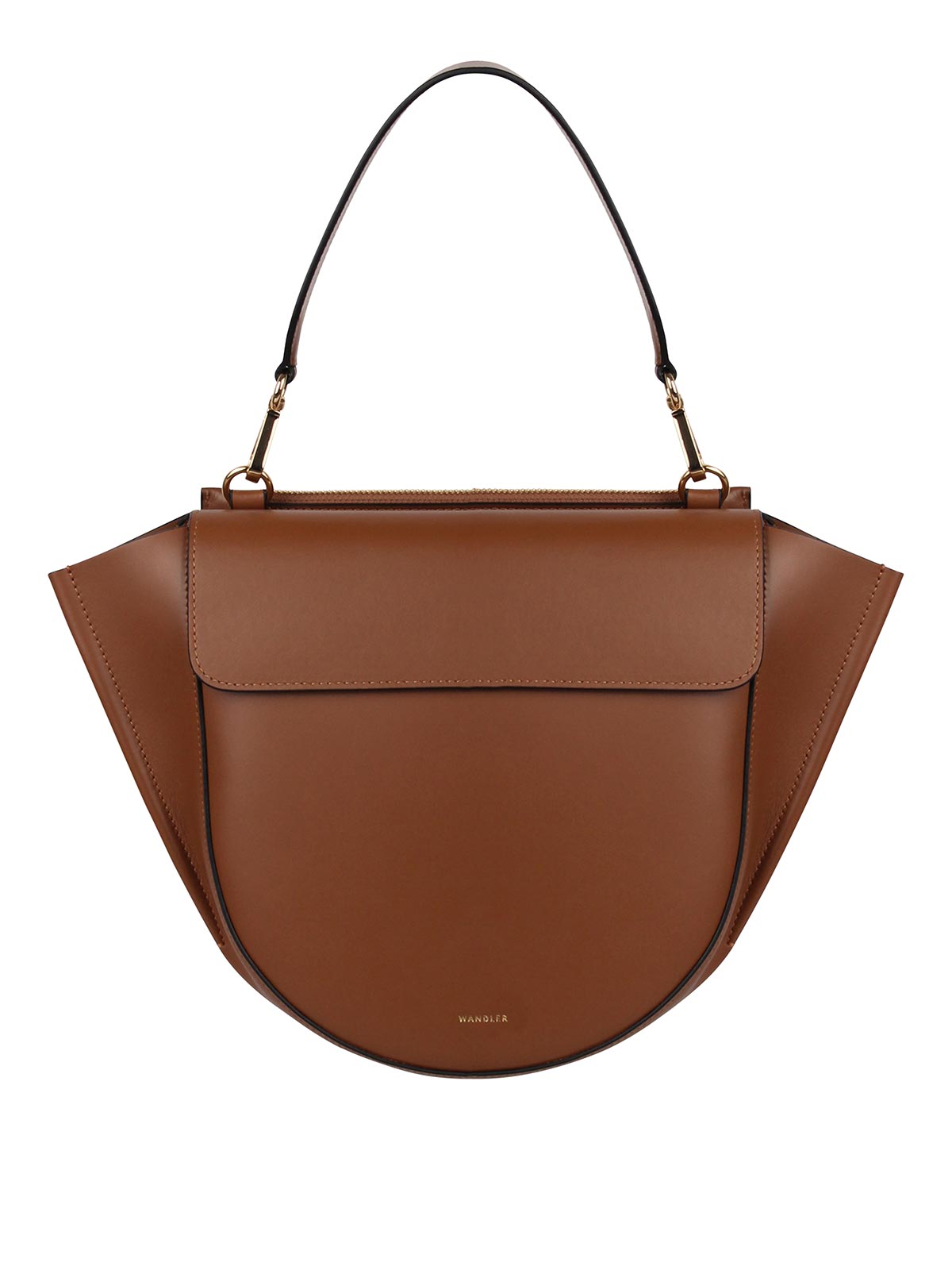 Shop Wandler Hortensia Medium Leather Bag In Brown