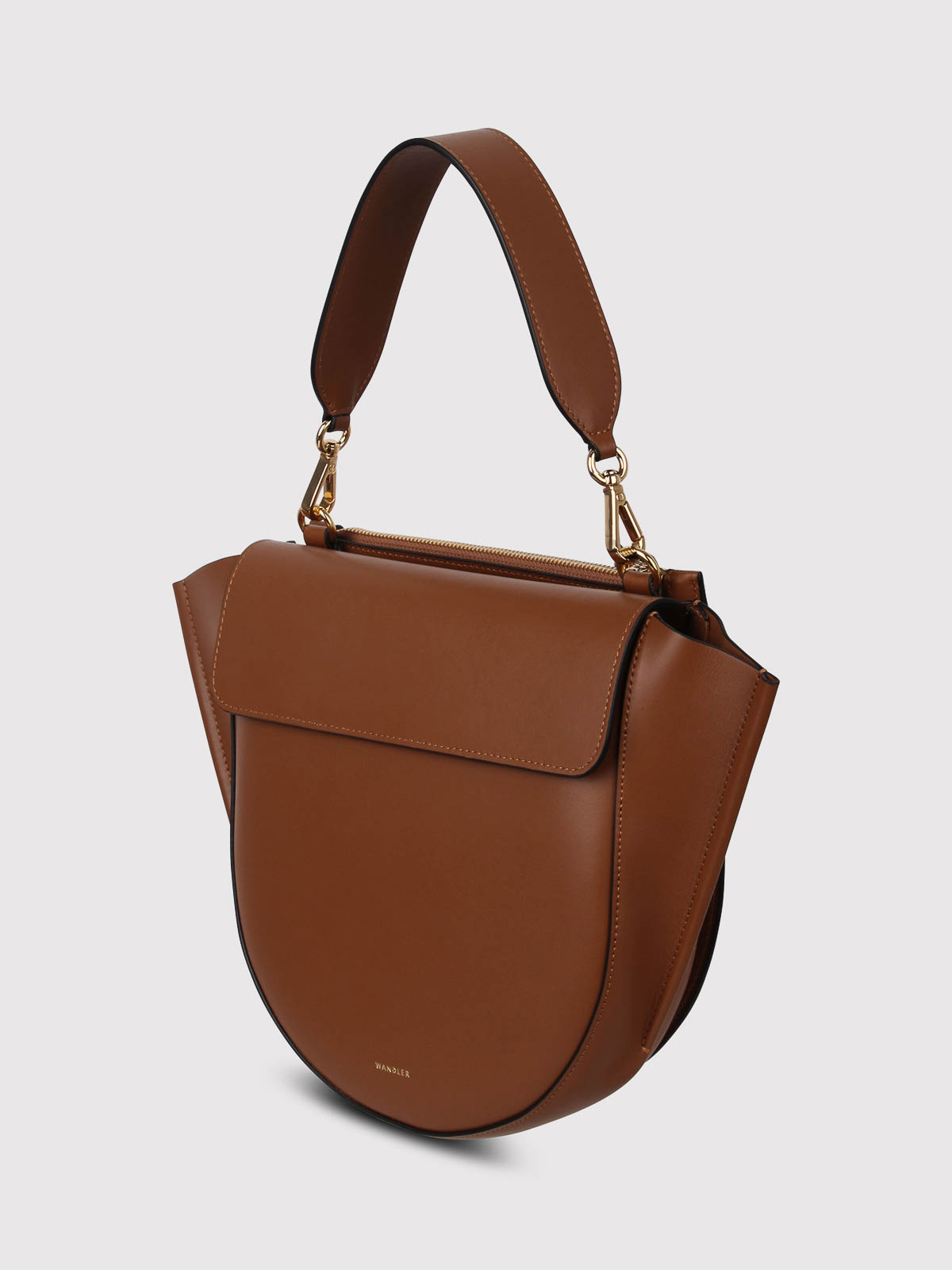 Shop Wandler Hortensia Medium Leather Bag In Brown