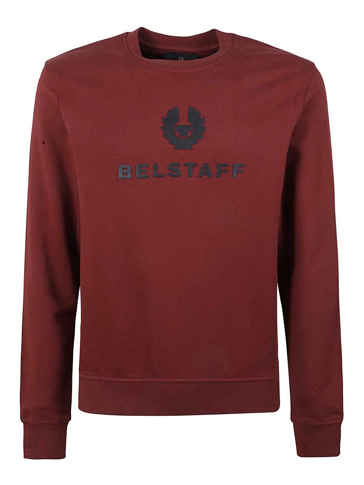 Belstaff Cotton Sweatshirt With Iconic Rubberised Logo In Red