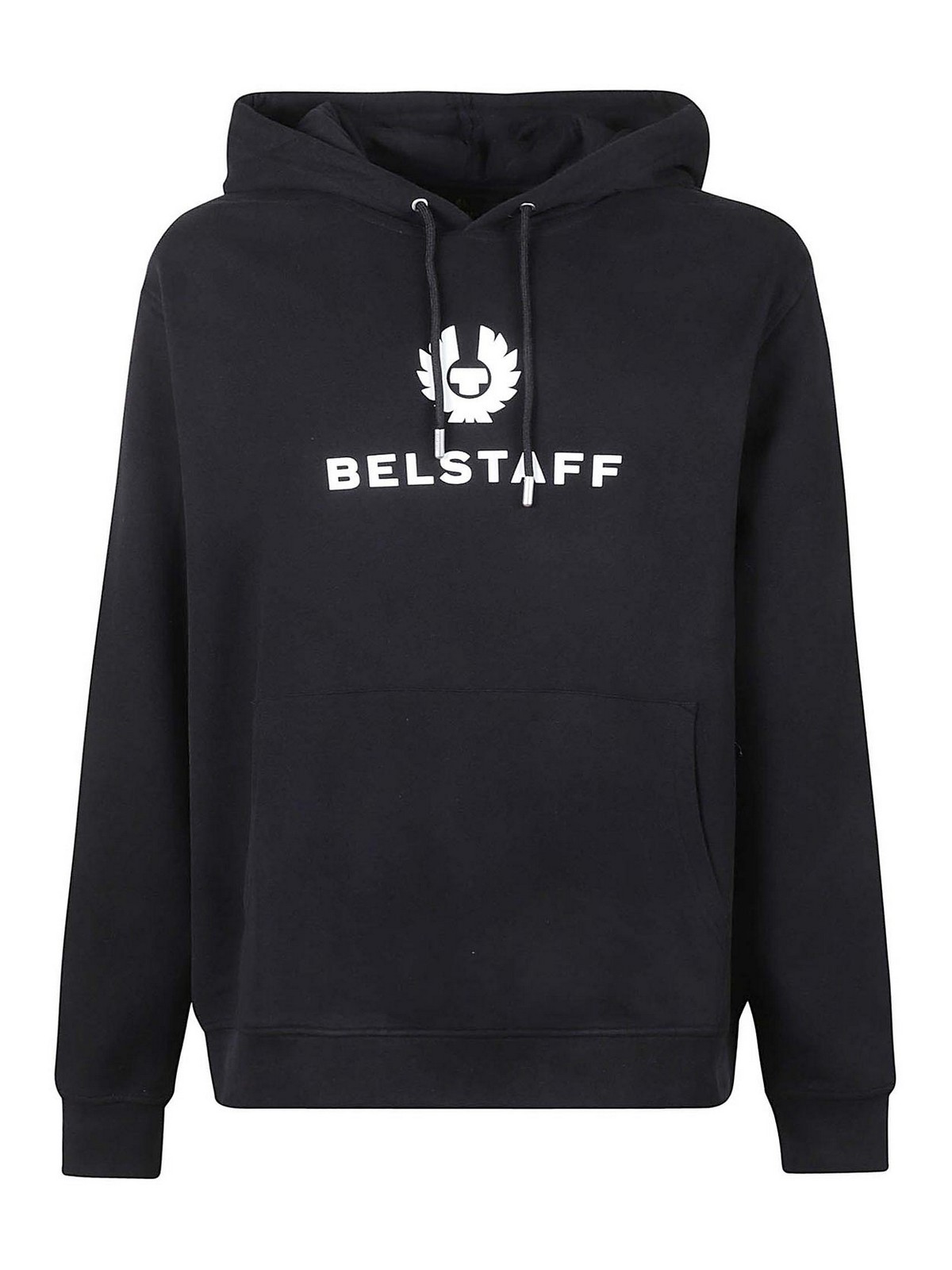 Shop Belstaff Cotton Sweatshirt With Drawstring Pocket In Cream