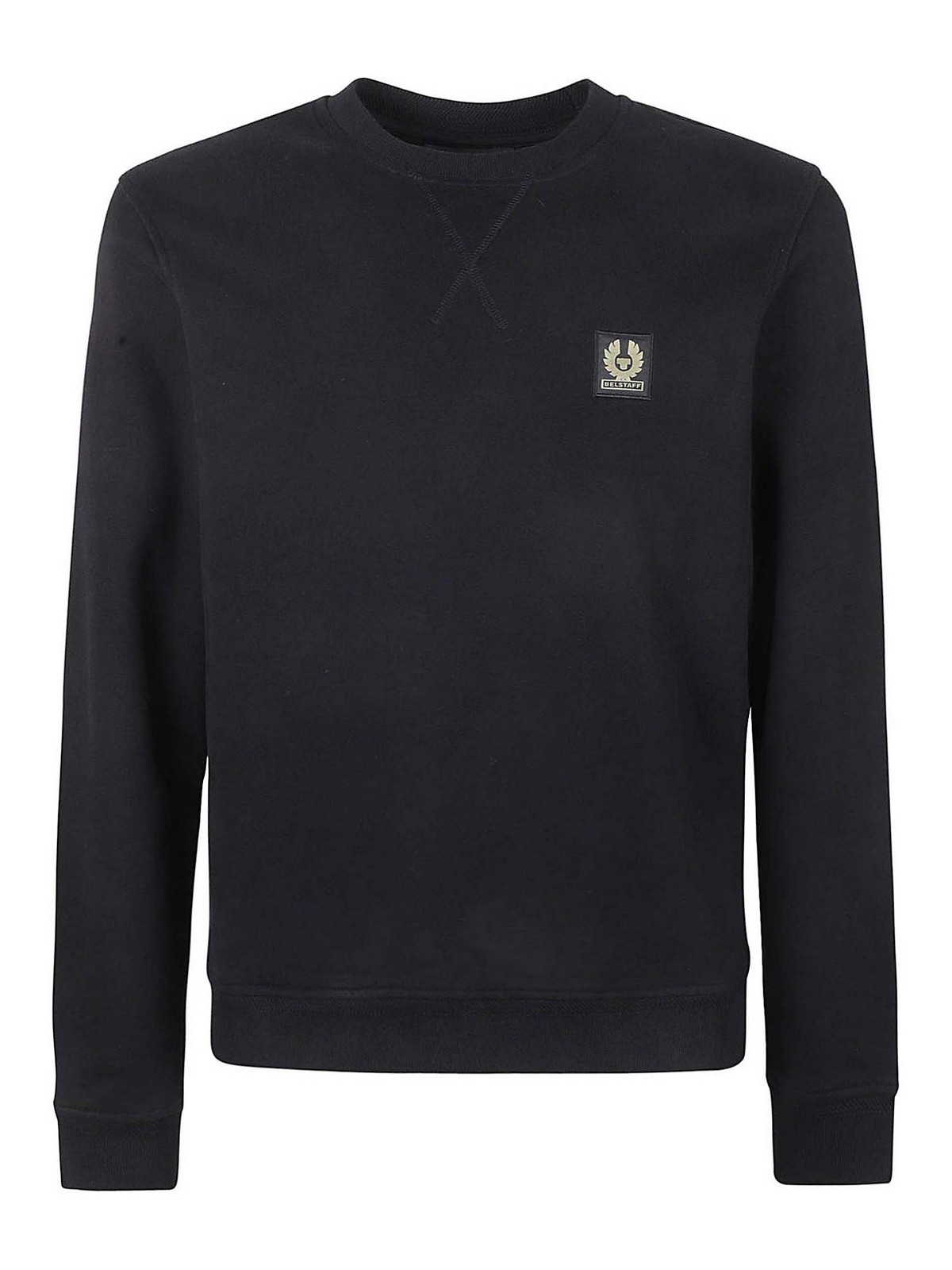 Belstaff Cotton Sweatshirt With Applied Logo In Black