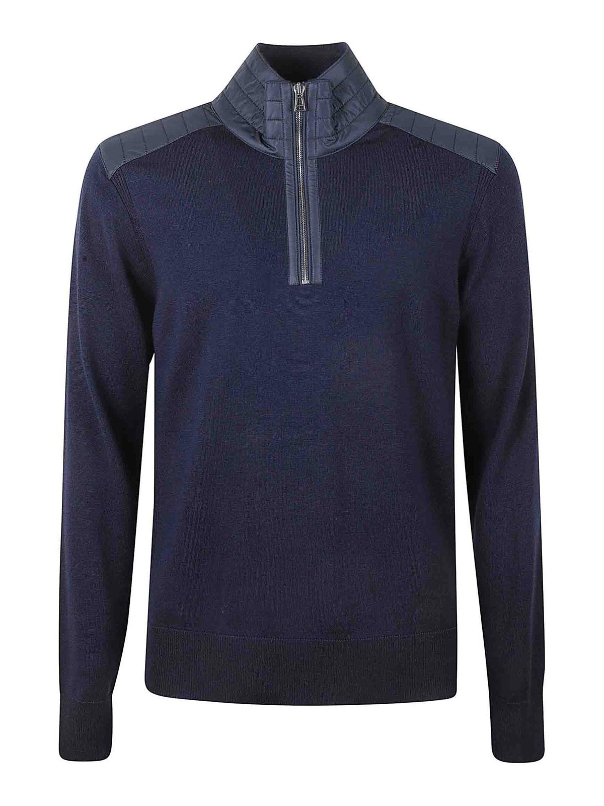 Shop Belstaff Sweater With Collar And Shoulders In Dark Blue