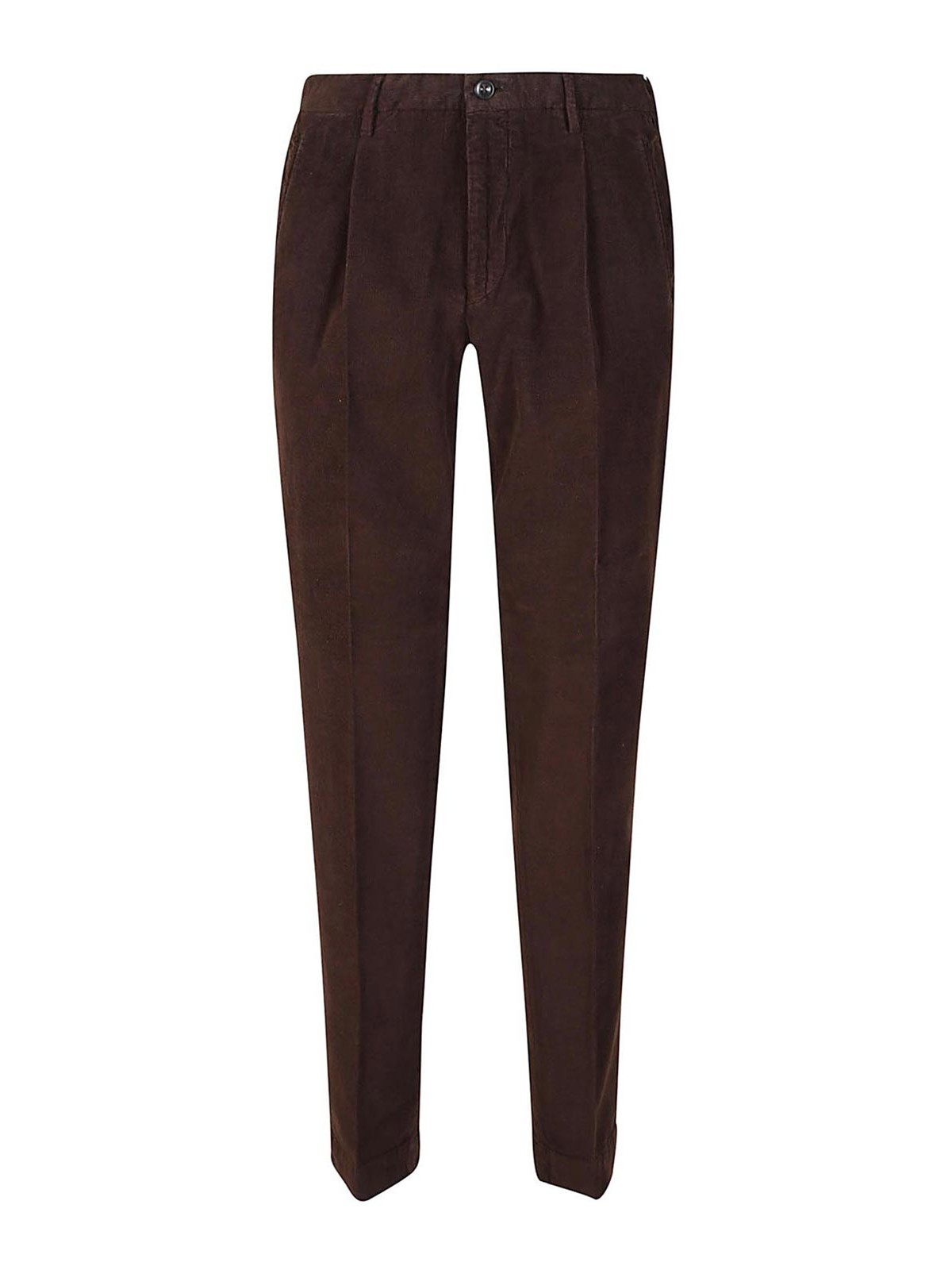Shop Incotex Velvet Trousers In Brown