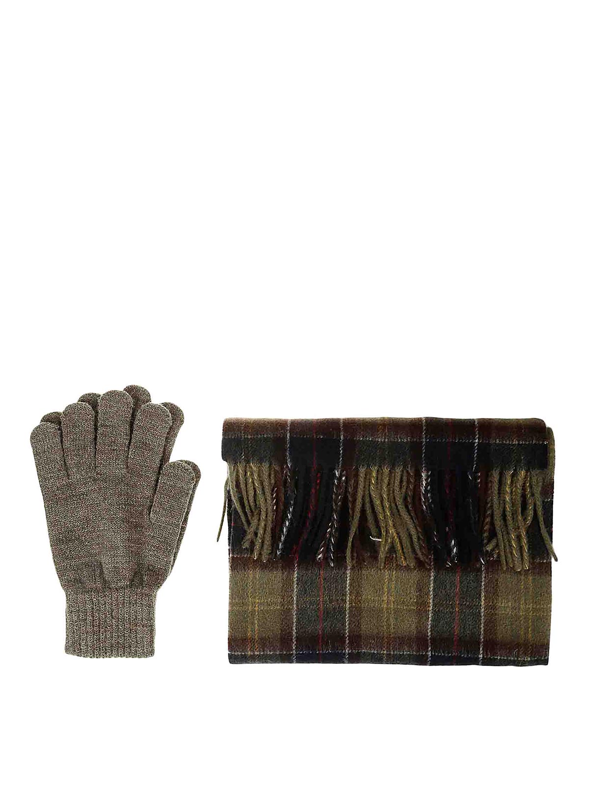 Shop Barbour Tartan Scarf Glove Gift Set In Dark Green