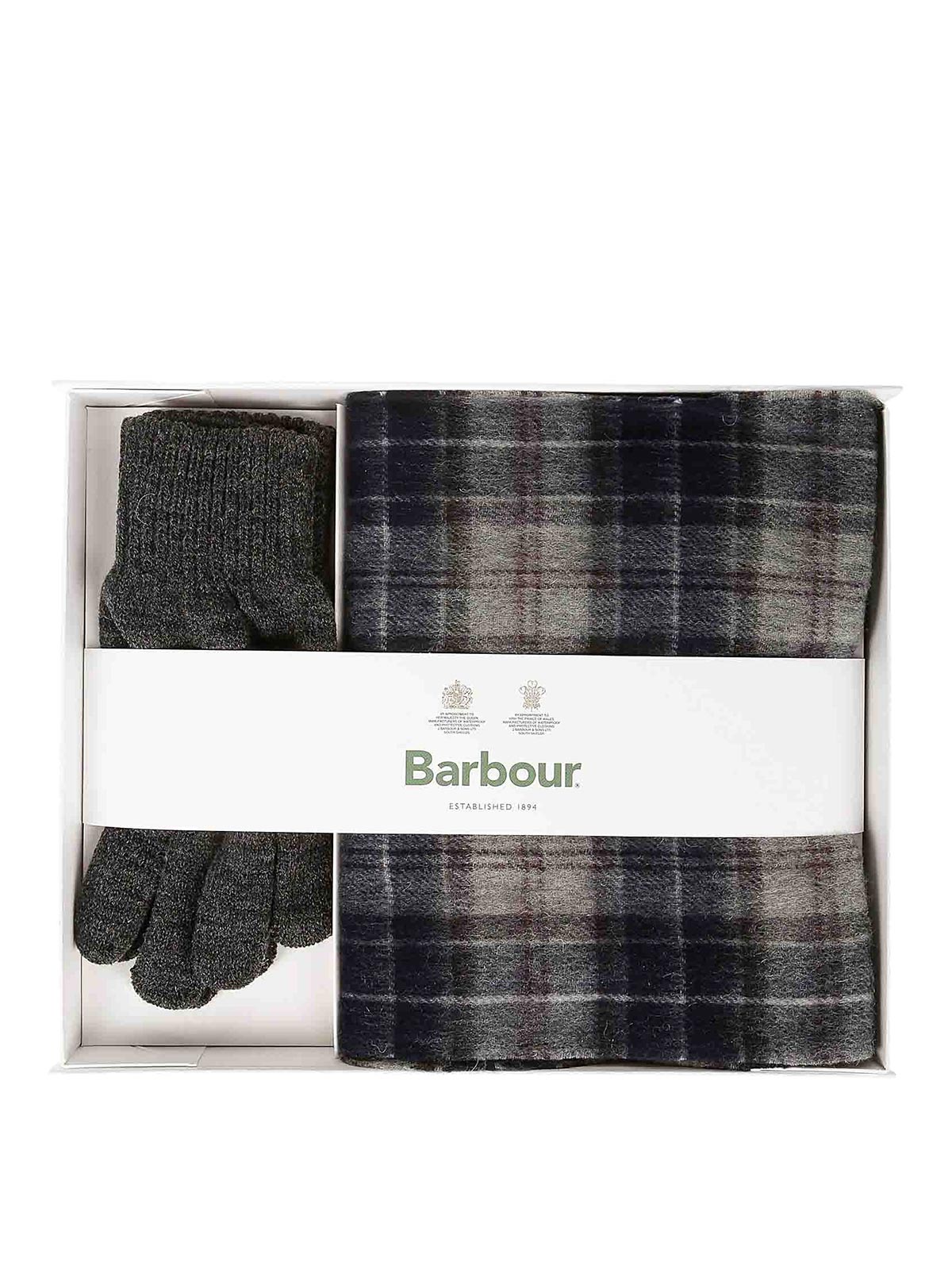 Shop Barbour Tartan Scarf Glove Gift Set In Black