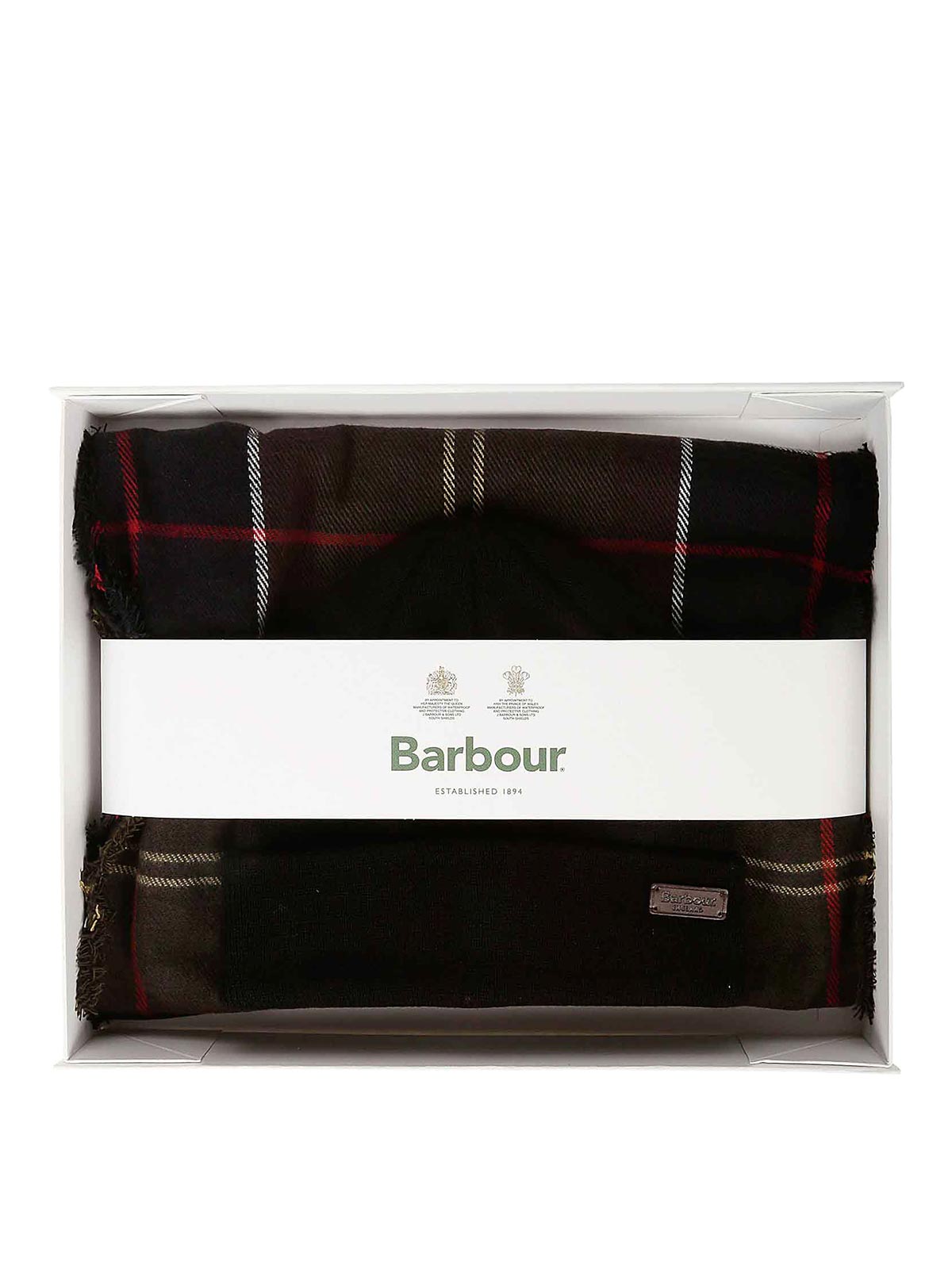 Shop Barbour Tartan Hat And Scarf In Multicolour