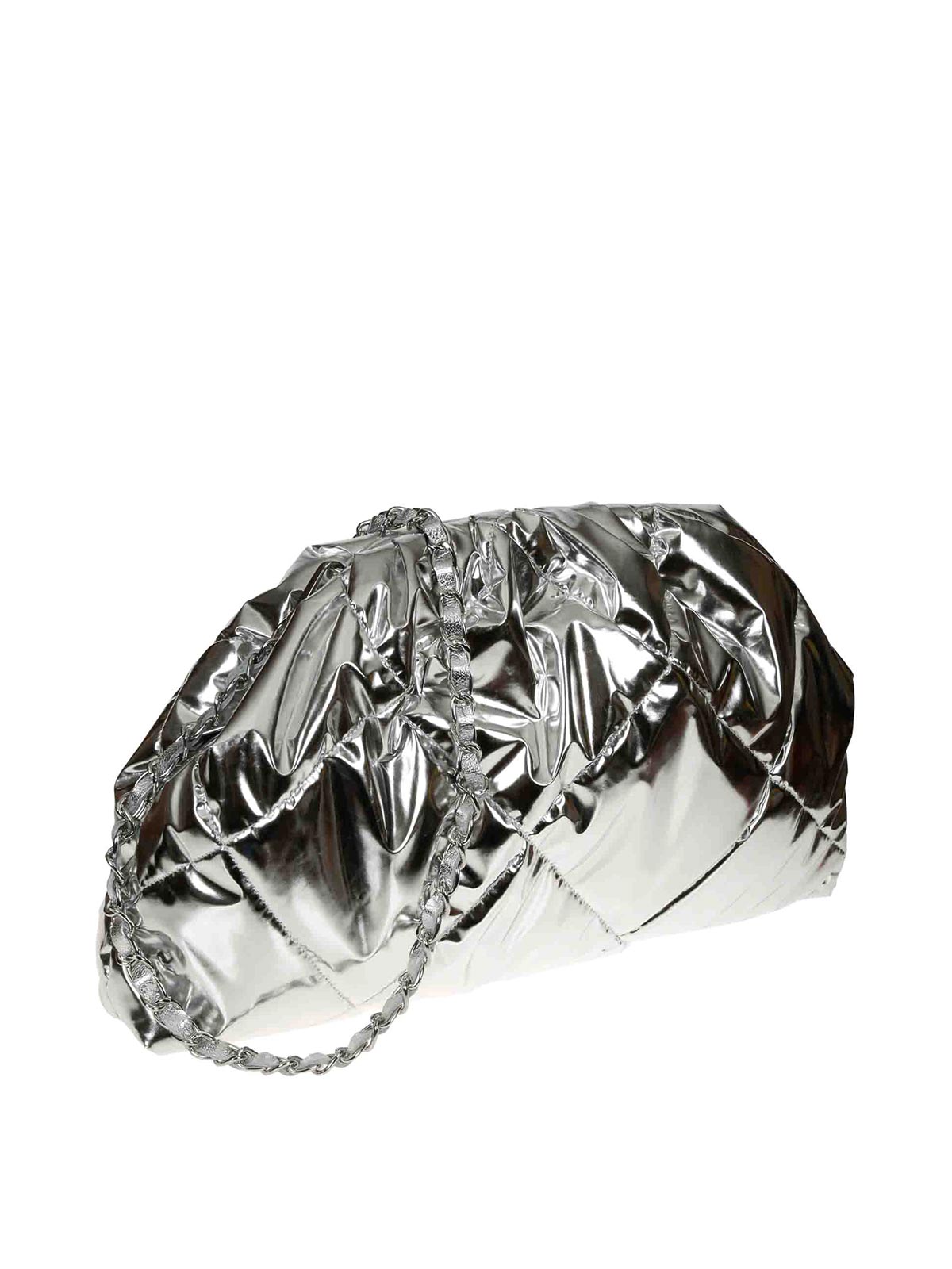 Shop Avenue67 Mini Quilted Bag In Silver