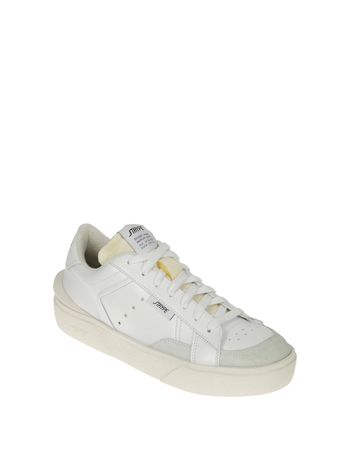 Shop Strype Leather Sneakers In White