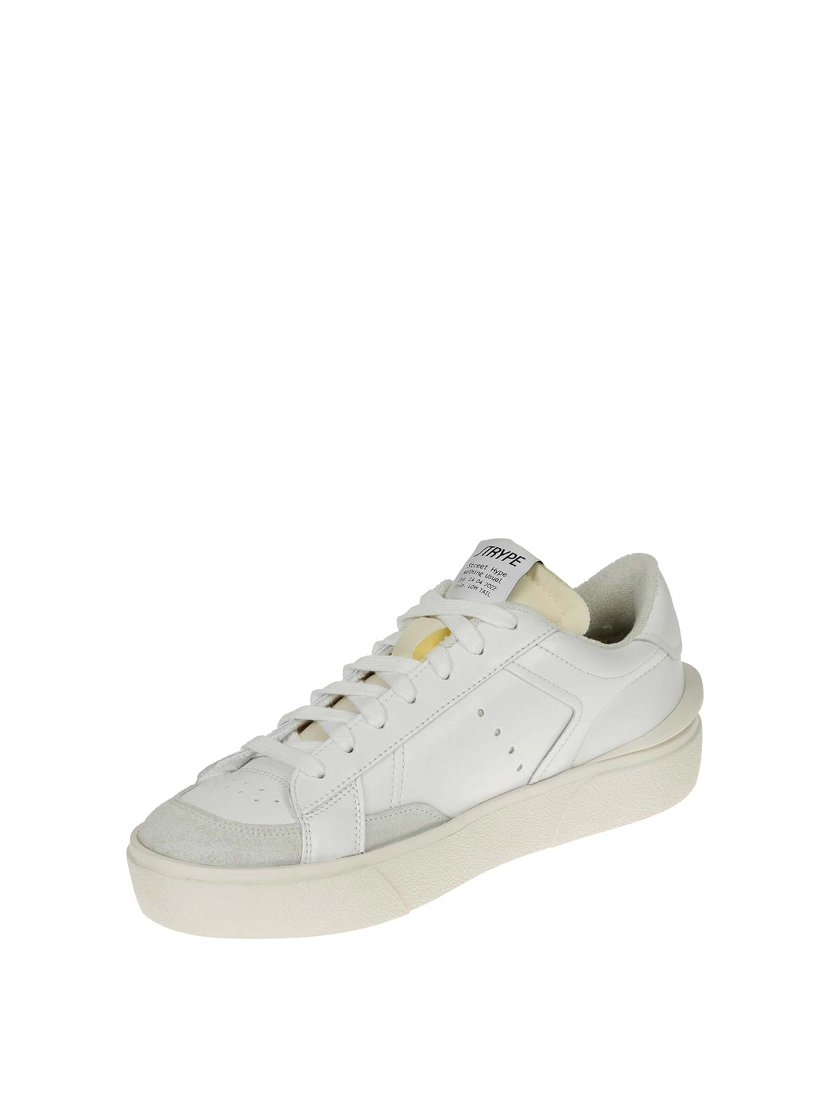 Shop Strype Leather Sneakers In White