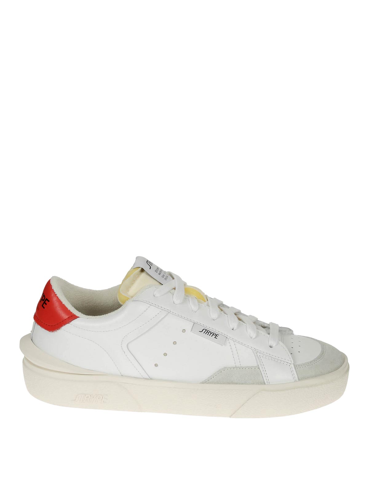 Shop Strype Leather Sneakers In Red