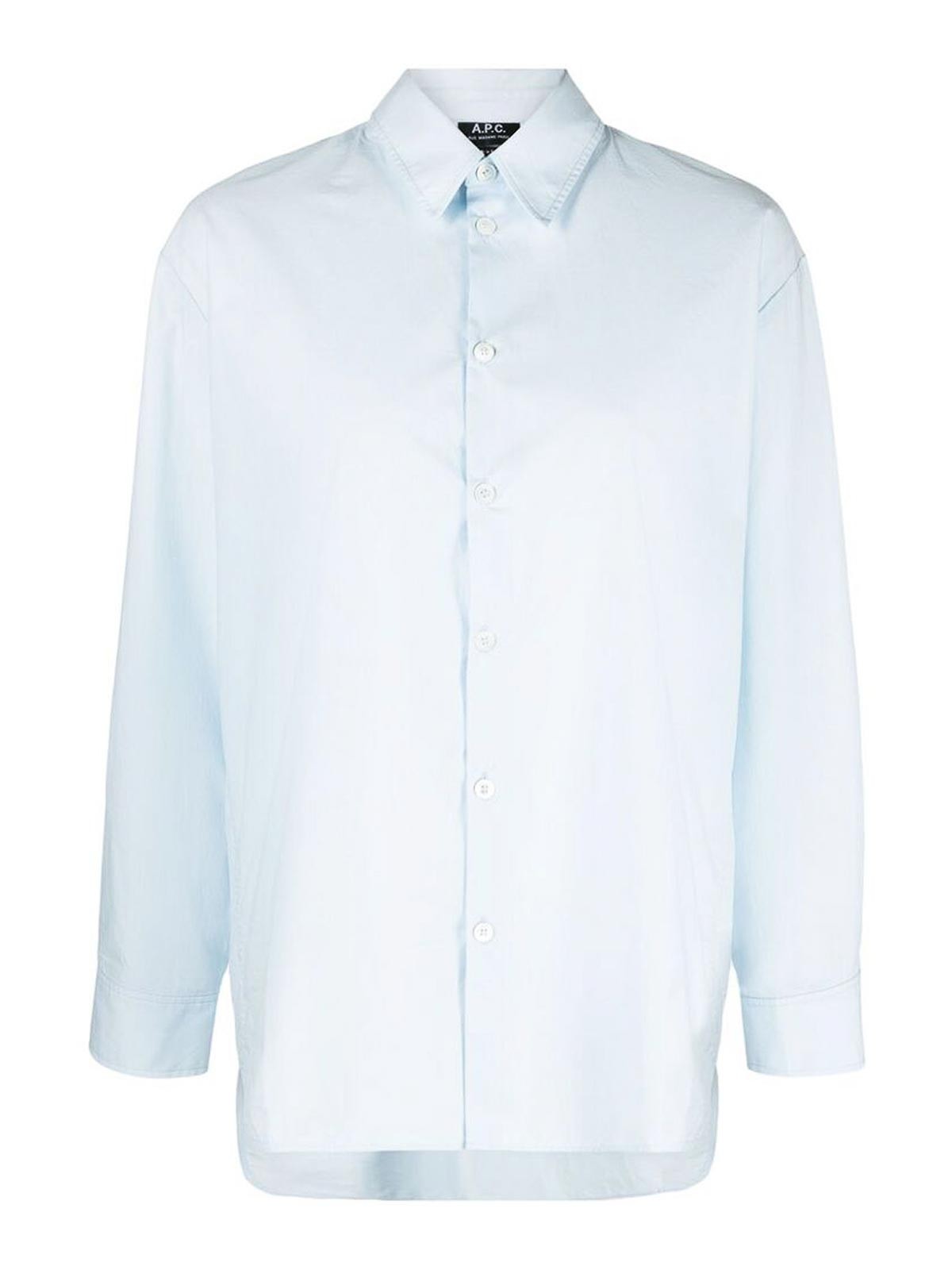 Apc Light Blue Poplin Texture Shirt