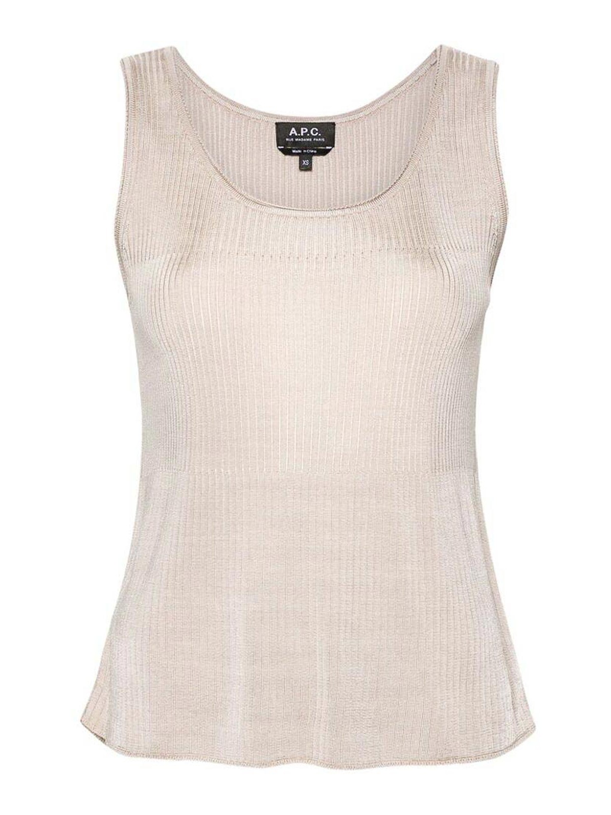 Apc Sleeveless Ribbed-knit Top In Beige