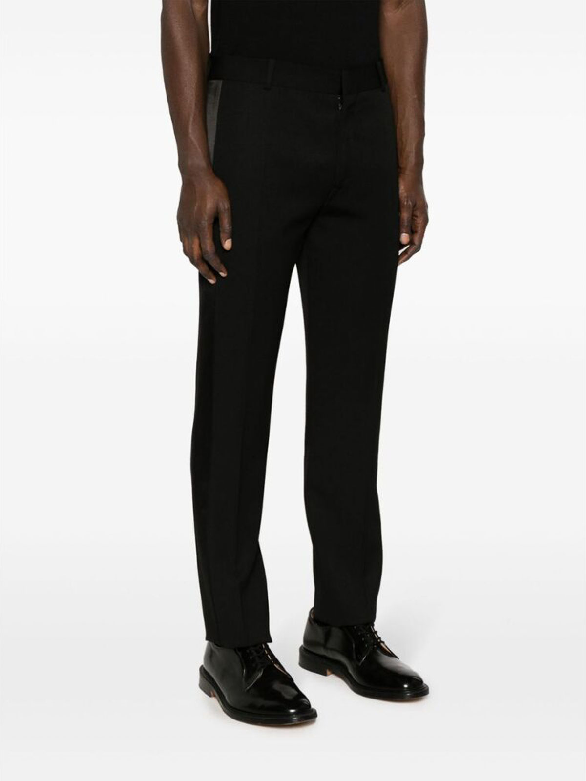 Shop Alexander Mcqueen Black Twill Weave Straight Leg Pants