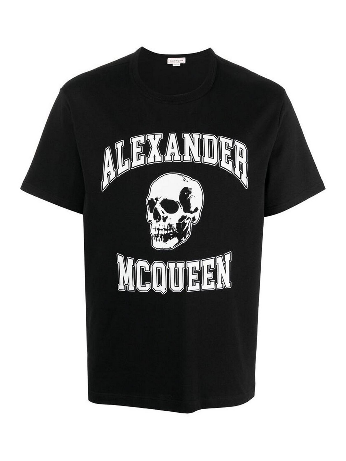 Shop Alexander Mcqueen Black Skull Print Crew Neck  T-shirt