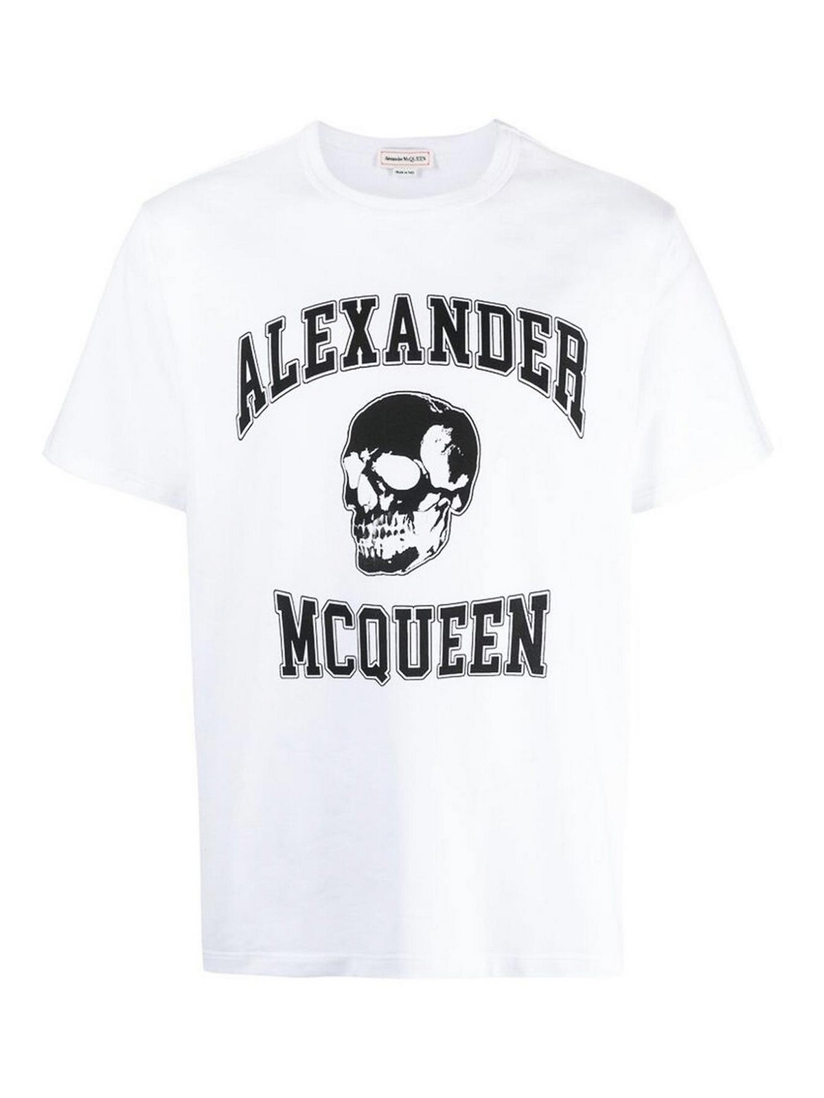 Shop Alexander Mcqueen White Texture Skull Print  T-shirt