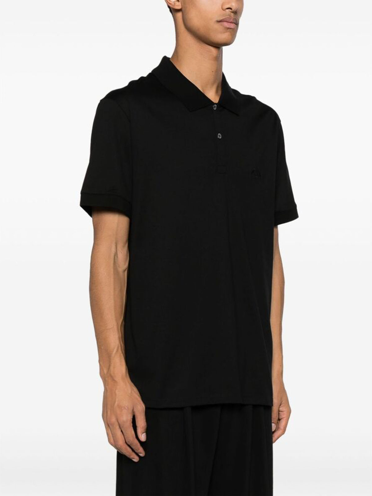 Shop Alexander Mcqueen Black Polo Collar  T-shirt