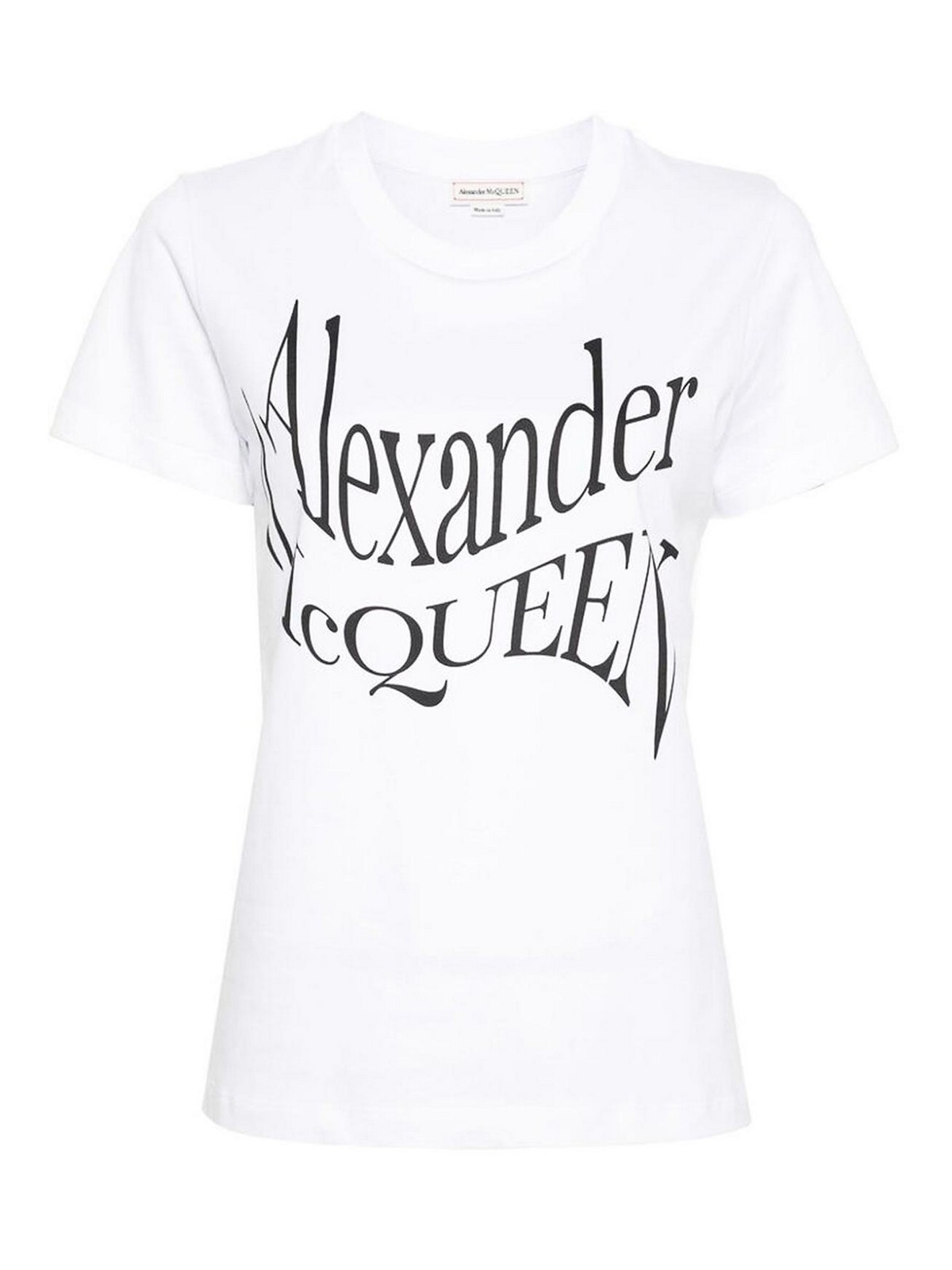 Shop Alexander Mcqueen White Logo Print Crew Neck  T-shirt