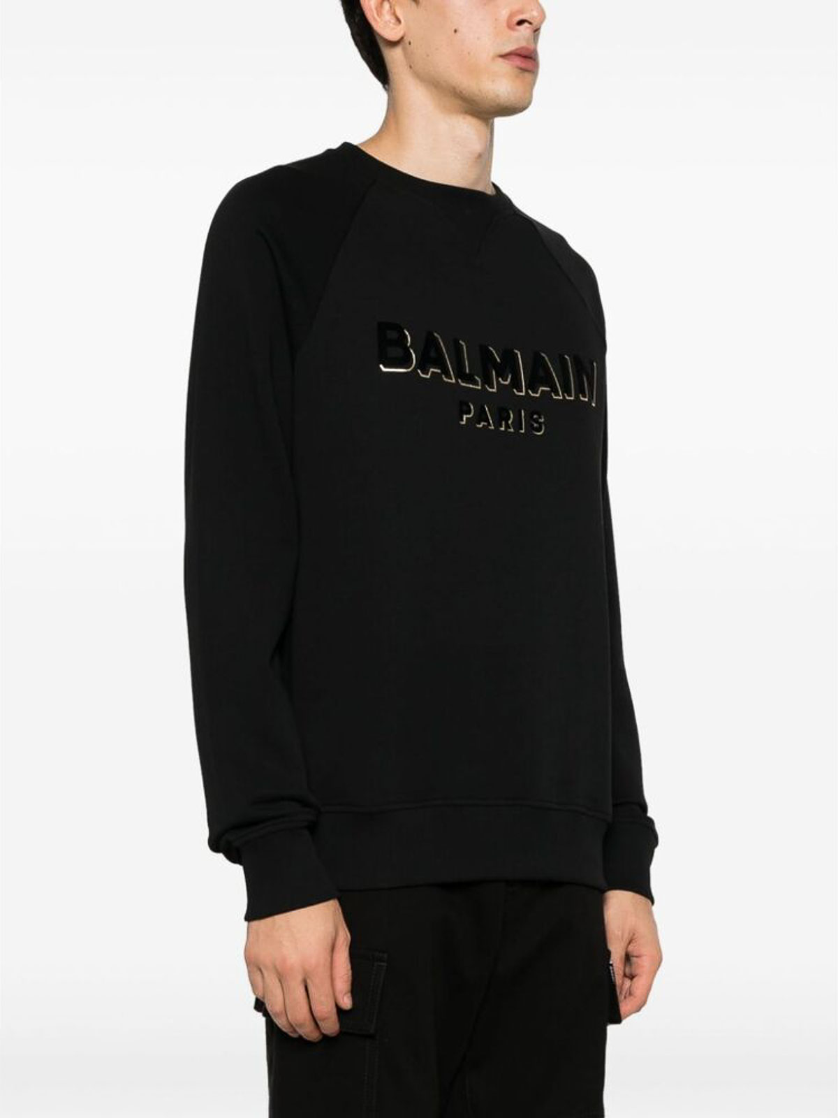 Shop Balmain Black Logo Print Long Sleeve  T-shirt