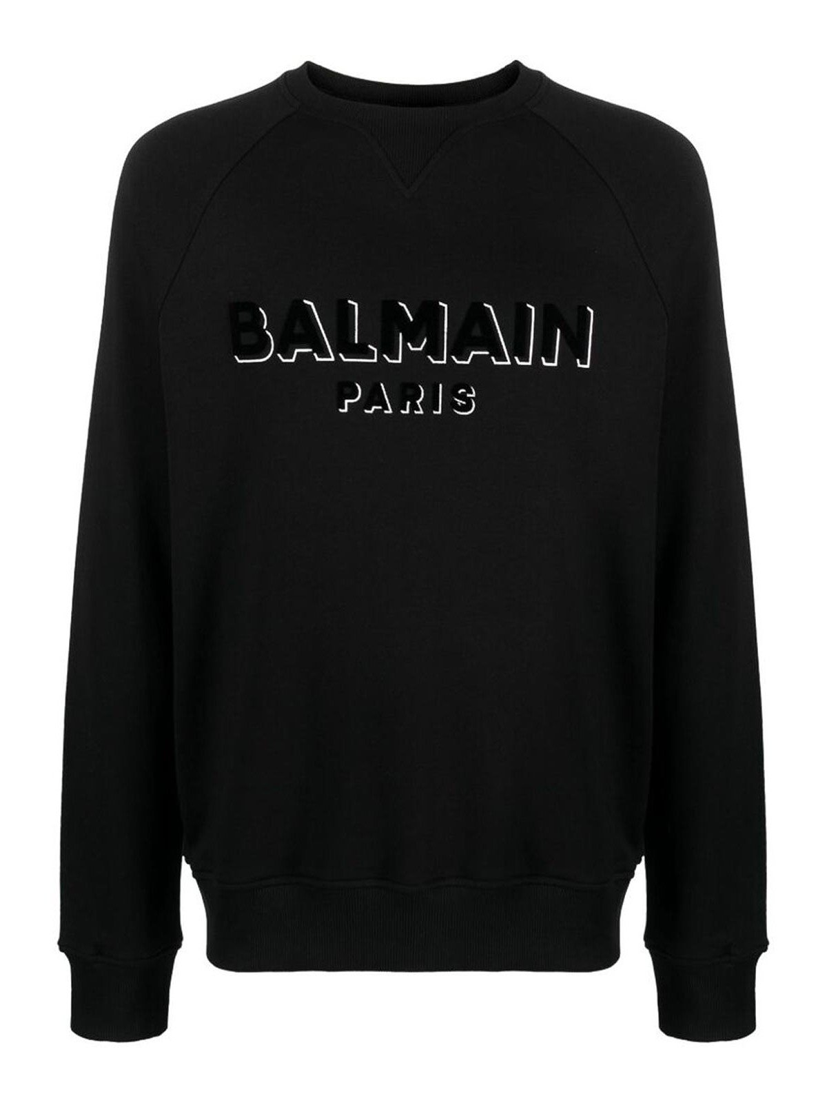 Balmain Logo-print Crew Neck Sweatshirt In Black
