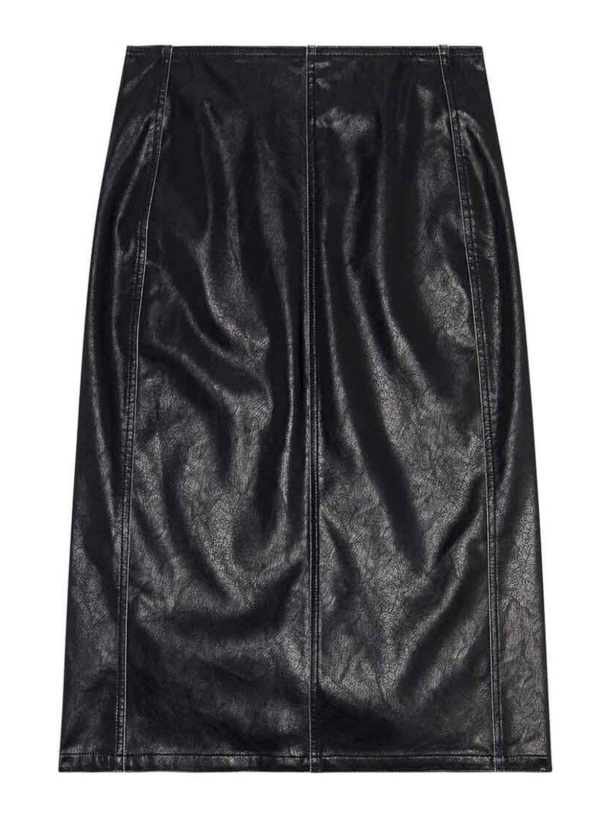 Shop Diesel Black Faux Leather A-line Skirt