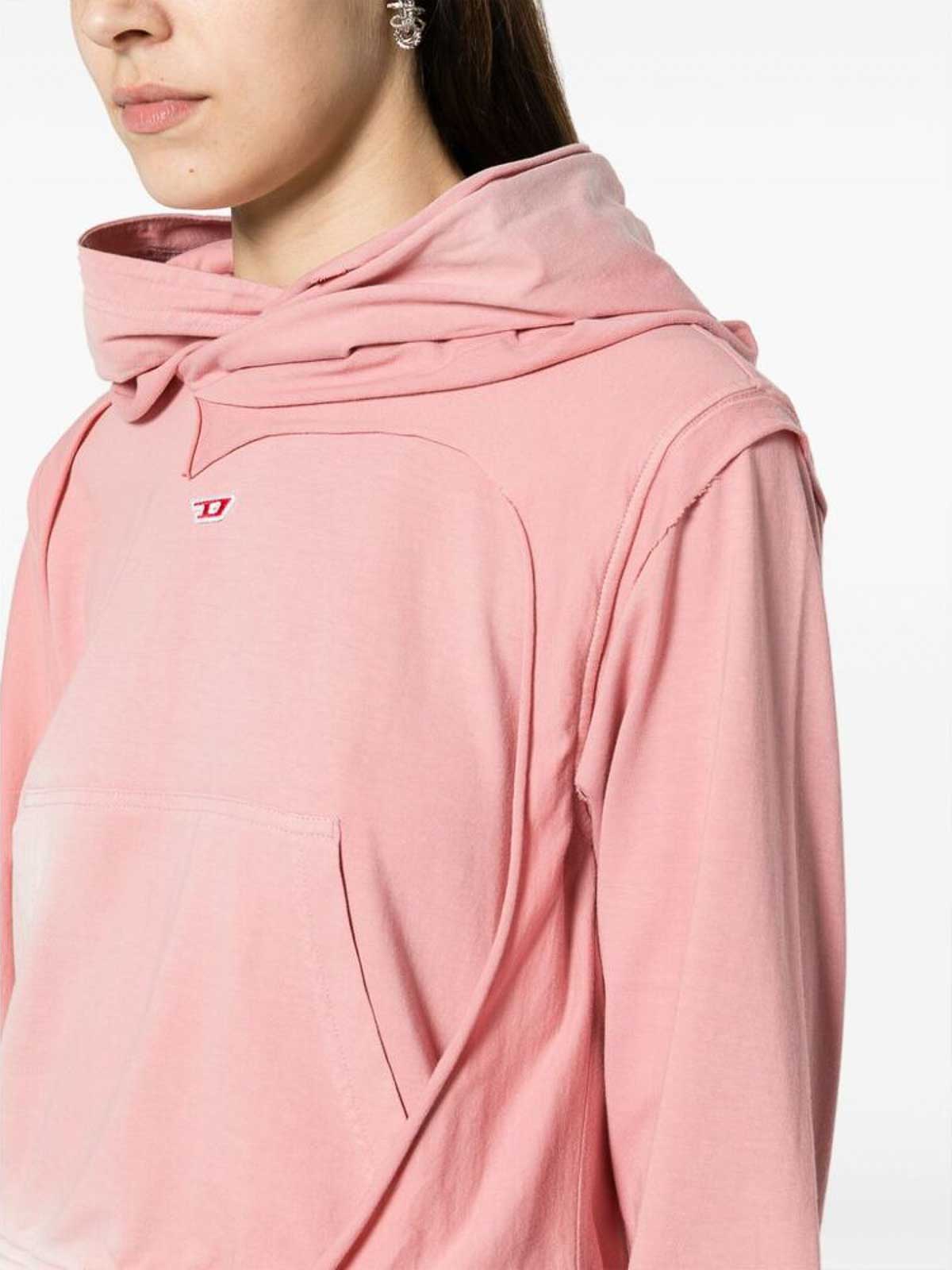 Shop Diesel Pink Draped Design Hoodie In Nude & Neutrals