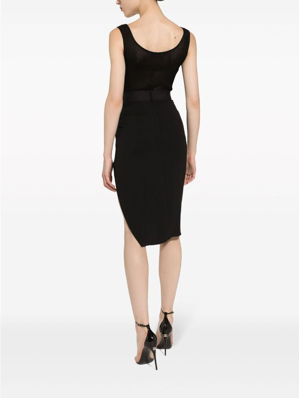 Shop Dolce & Gabbana Black Asymmetric Draped Skirt