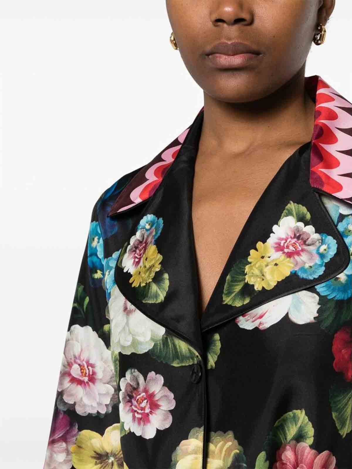 Shop Dolce & Gabbana Black Floral Logo Print Jacket
