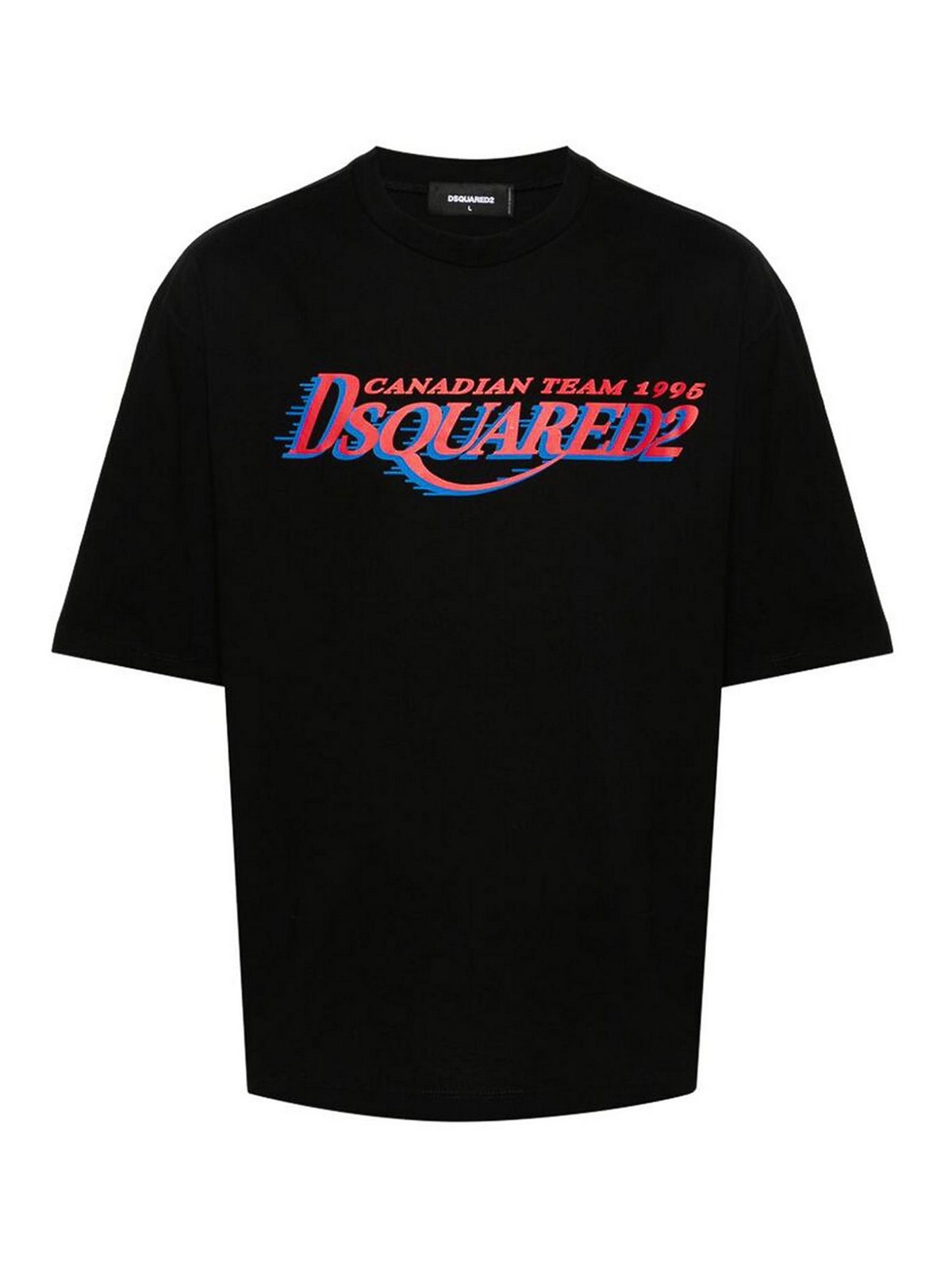 Shop Dsquared2 Red Blue Crew Neck T-shirt In Black