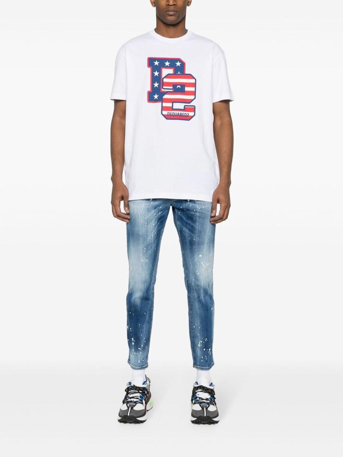 Shop Dsquared2 Red Blue Texture T-shirt In White