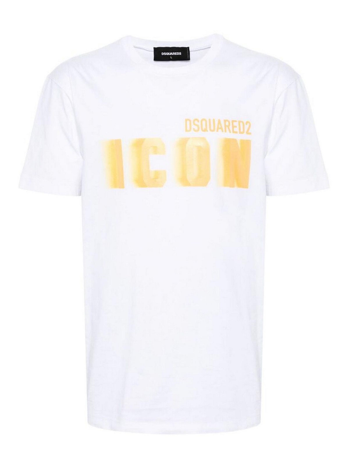 Shop Dsquared2 Mustard Texture Logo T-shirt In White