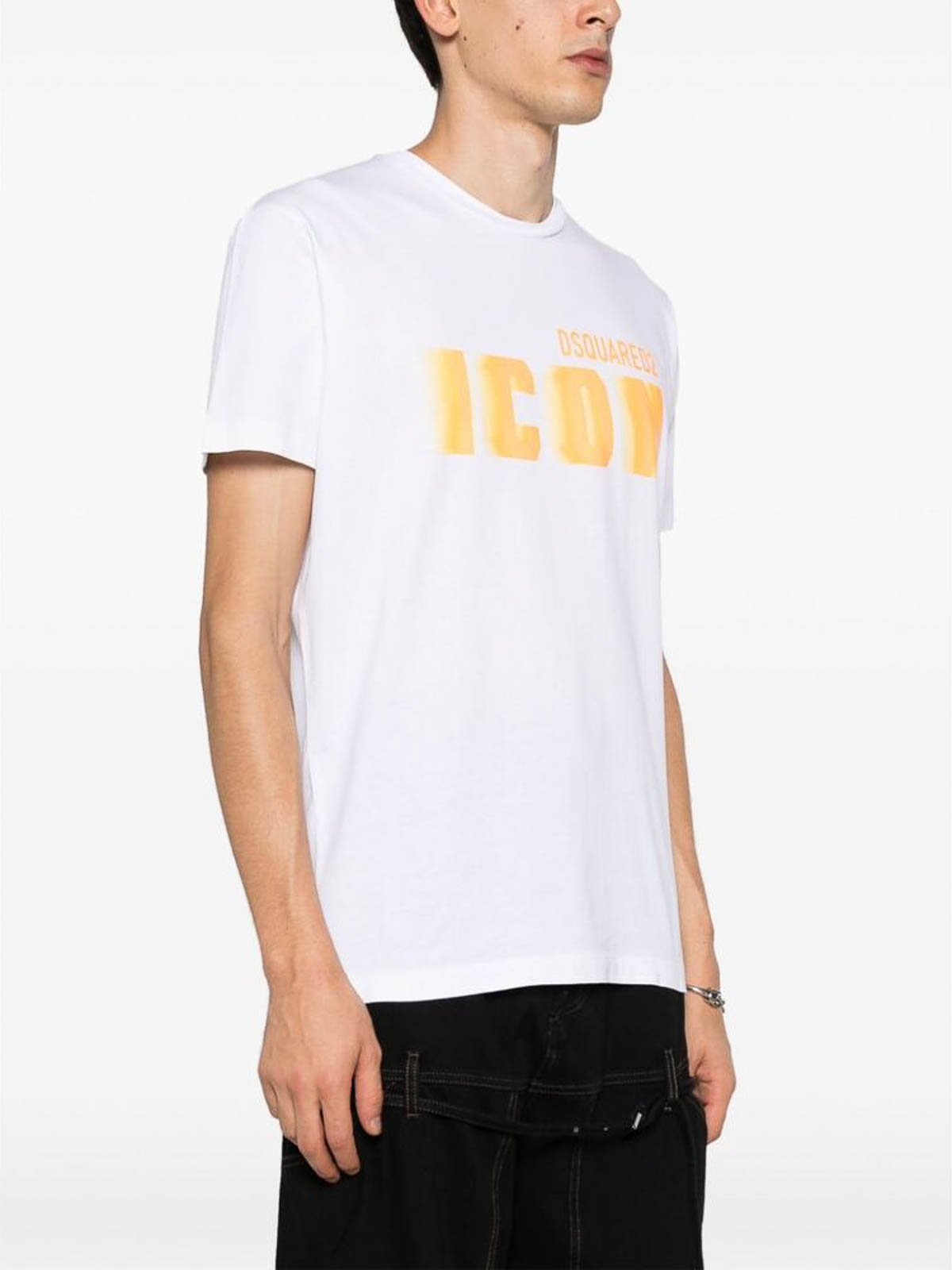 Shop Dsquared2 Mustard Texture Logo T-shirt In White