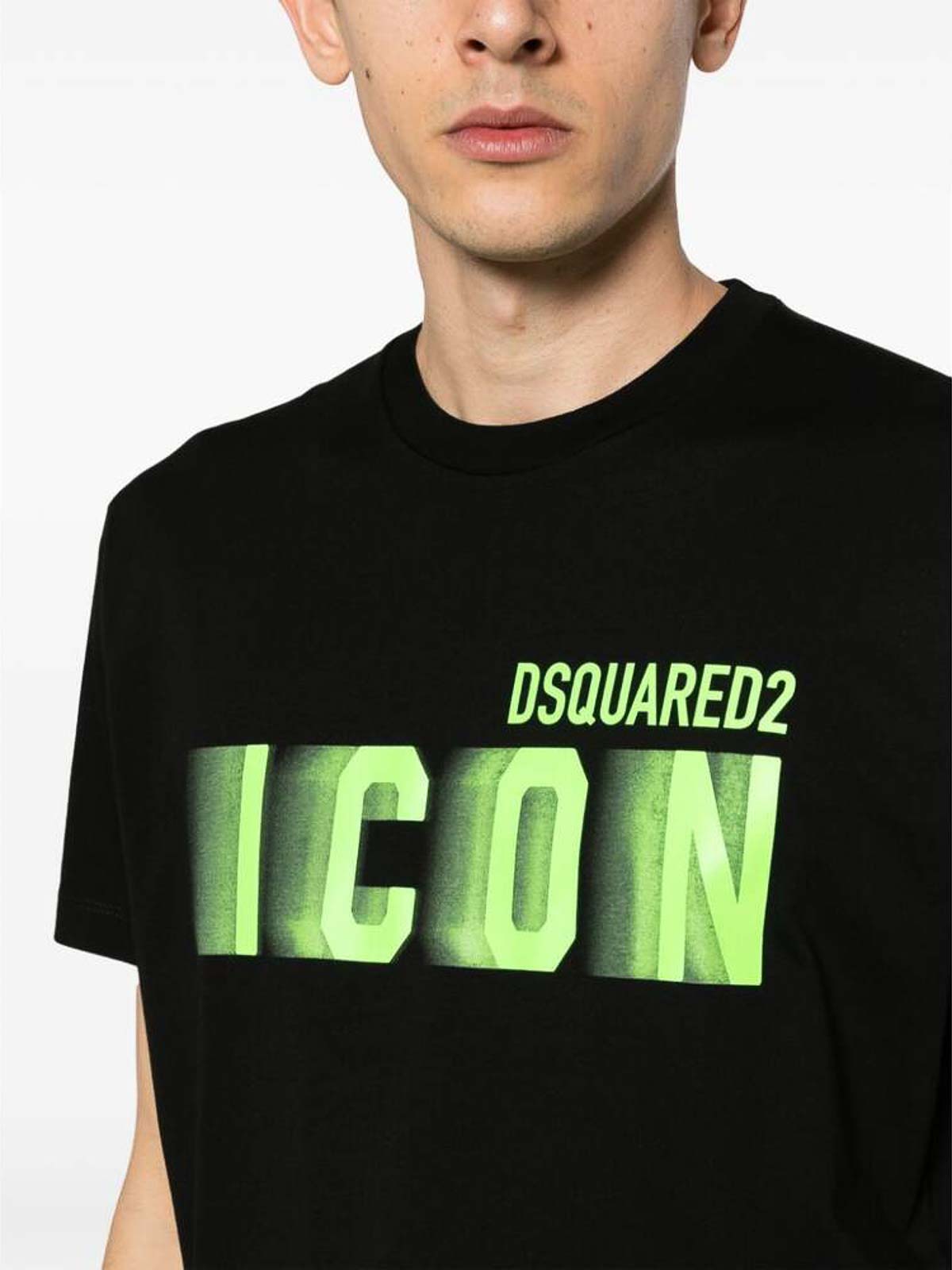 DSQUARED2 ICON Tシャツ XS 蛍光グリーン Dsquared2 Neon logo icon t-shirt - Black | S23009S79GC0082971X