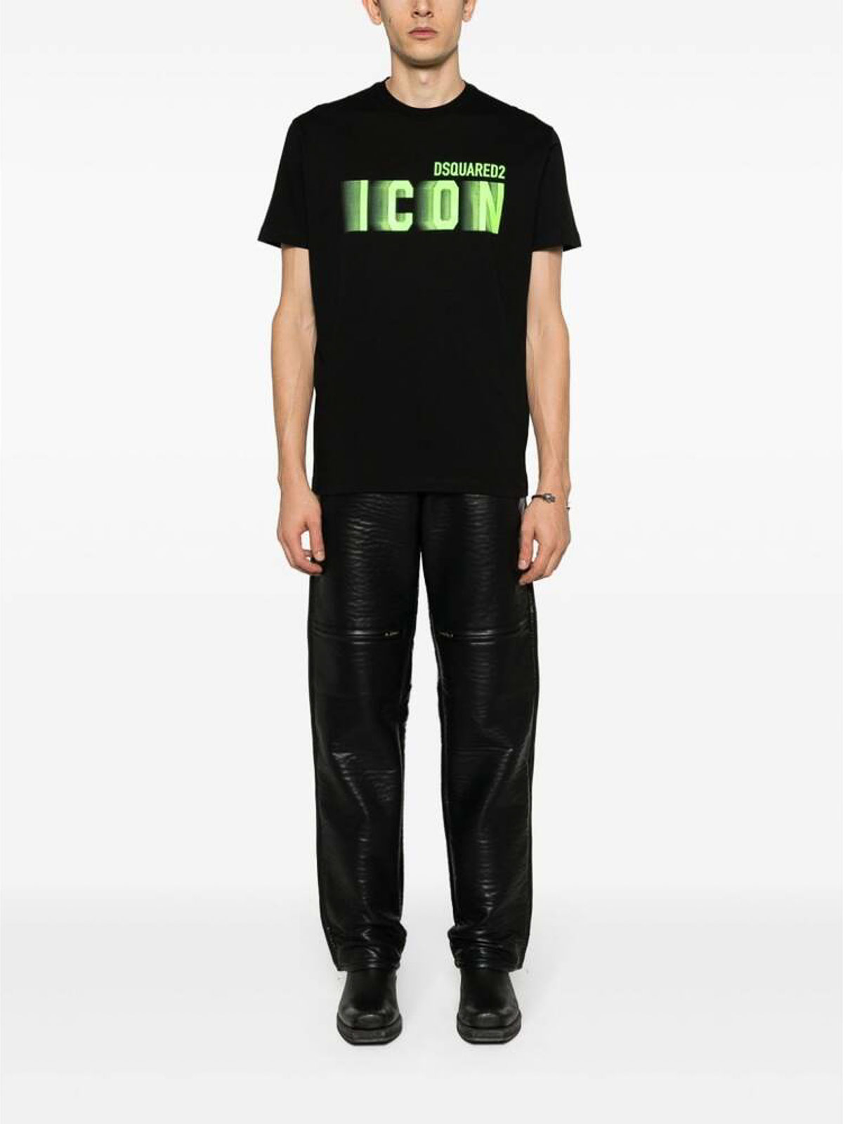 Shop Dsquared2 Neon Logo Icon T-shirt In Black