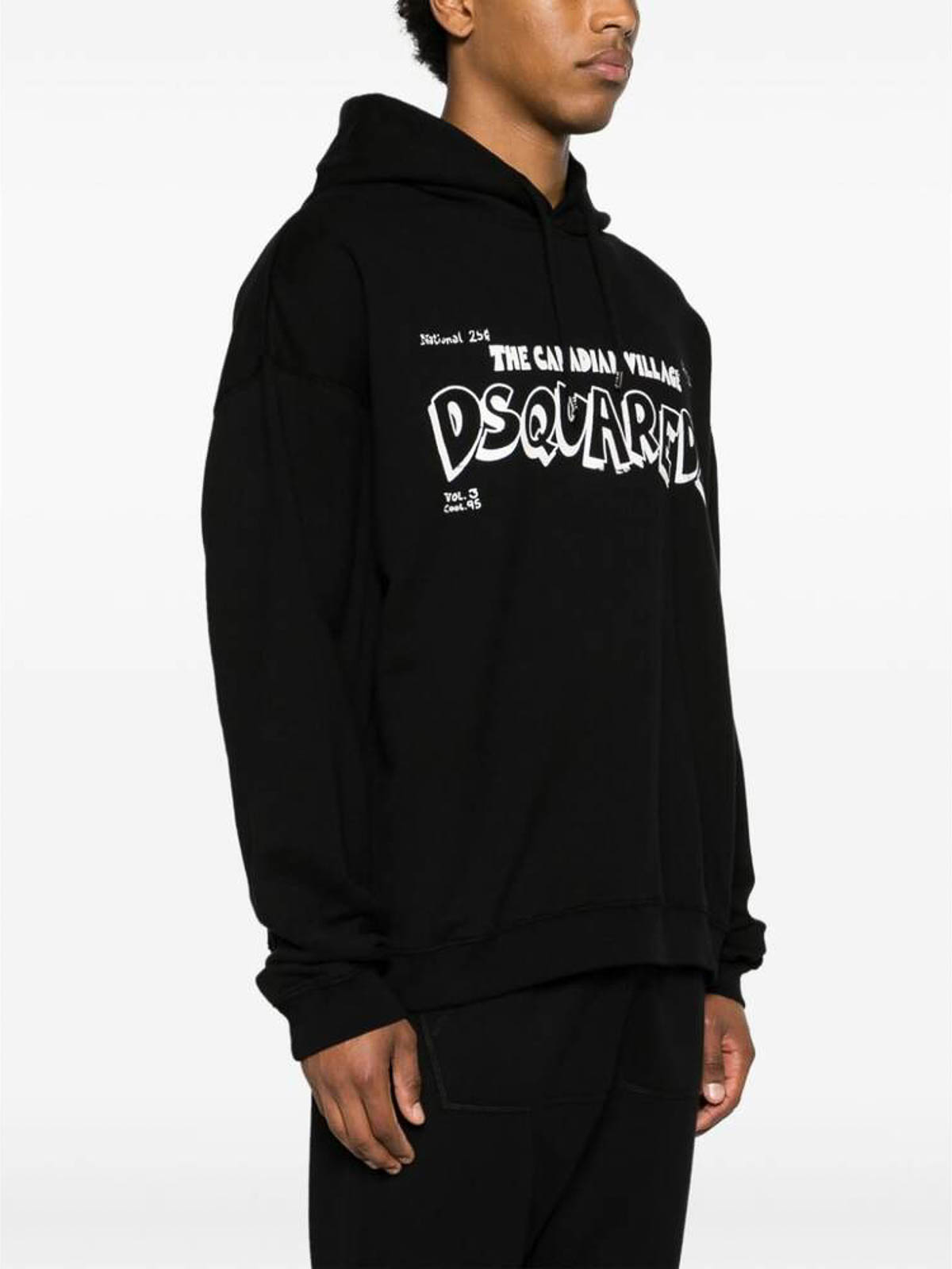 Shop Dsquared2 Blue Denim Drawstring Hood Sweater In Black