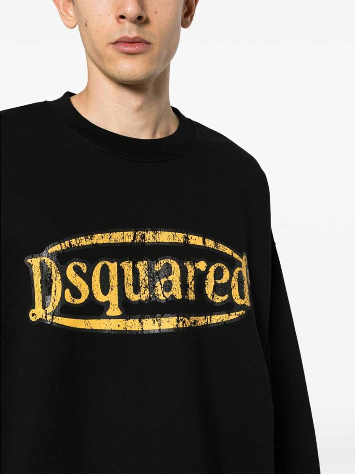 Shop Dsquared2 Black Logo Crew Neck Sweatshirt