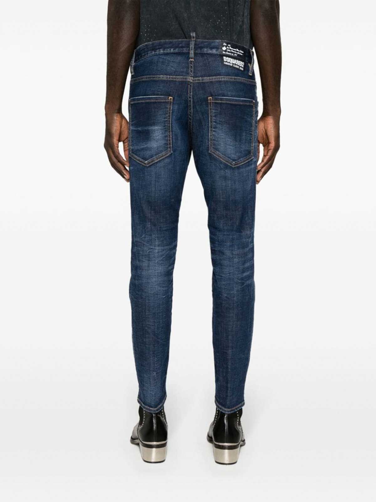 Shop Dsquared2 Indigo Blue Slim Cut Jeans