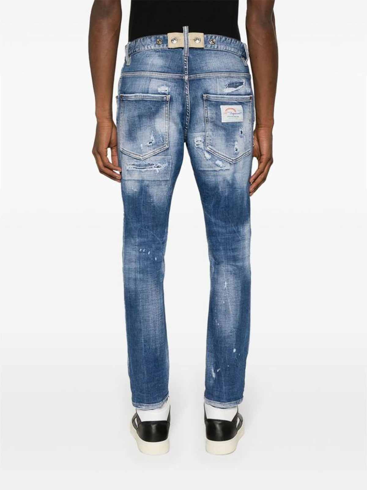 Shop Dsquared2 Indigo Blue Stretch Jeans