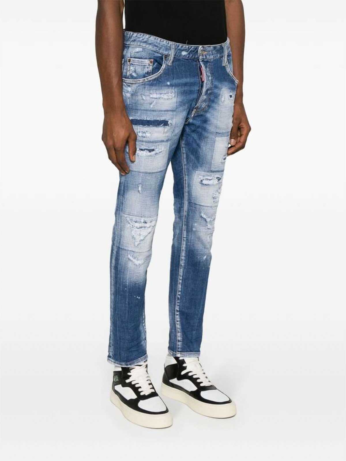 Shop Dsquared2 Indigo Blue Stretch Jeans