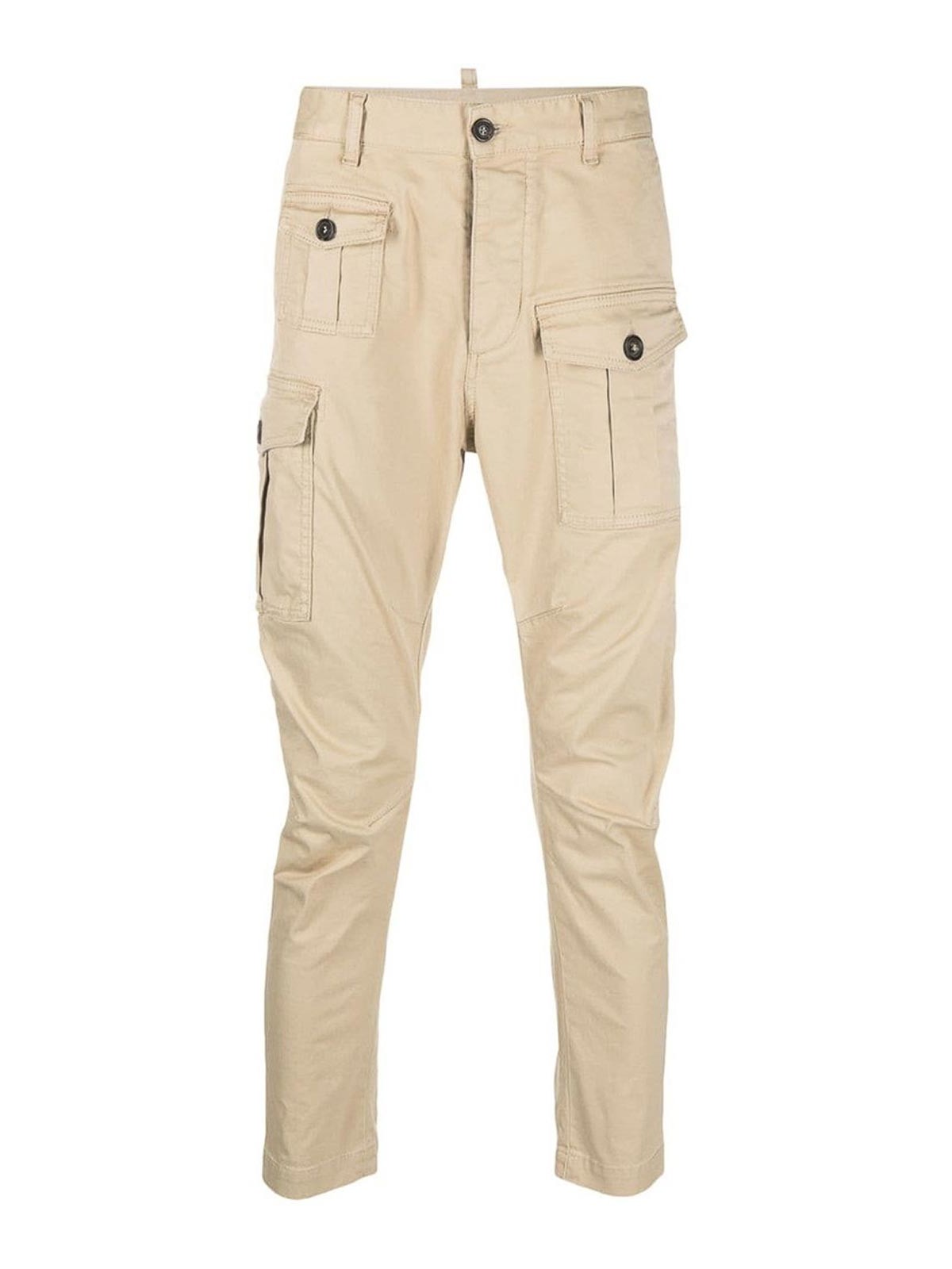 Shop Dsquared2 Button-up Cargo Trousers In Beige