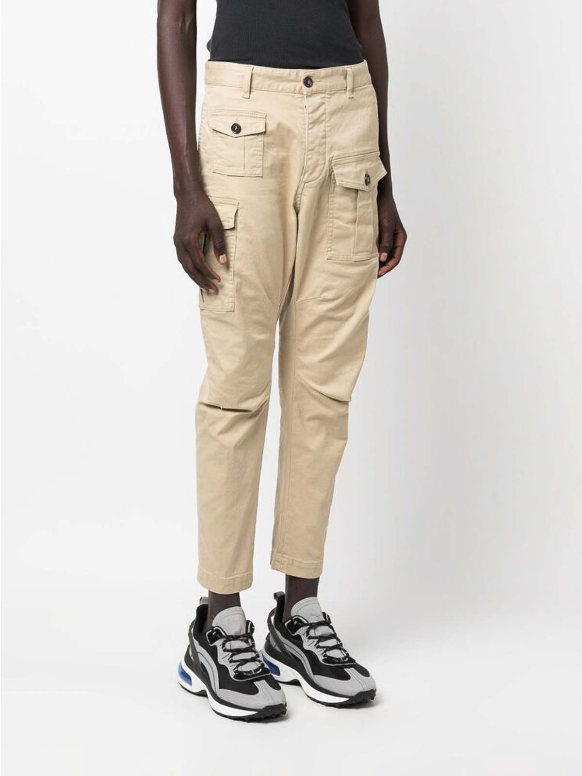 Shop Dsquared2 Button-up Cargo Trousers In Beige