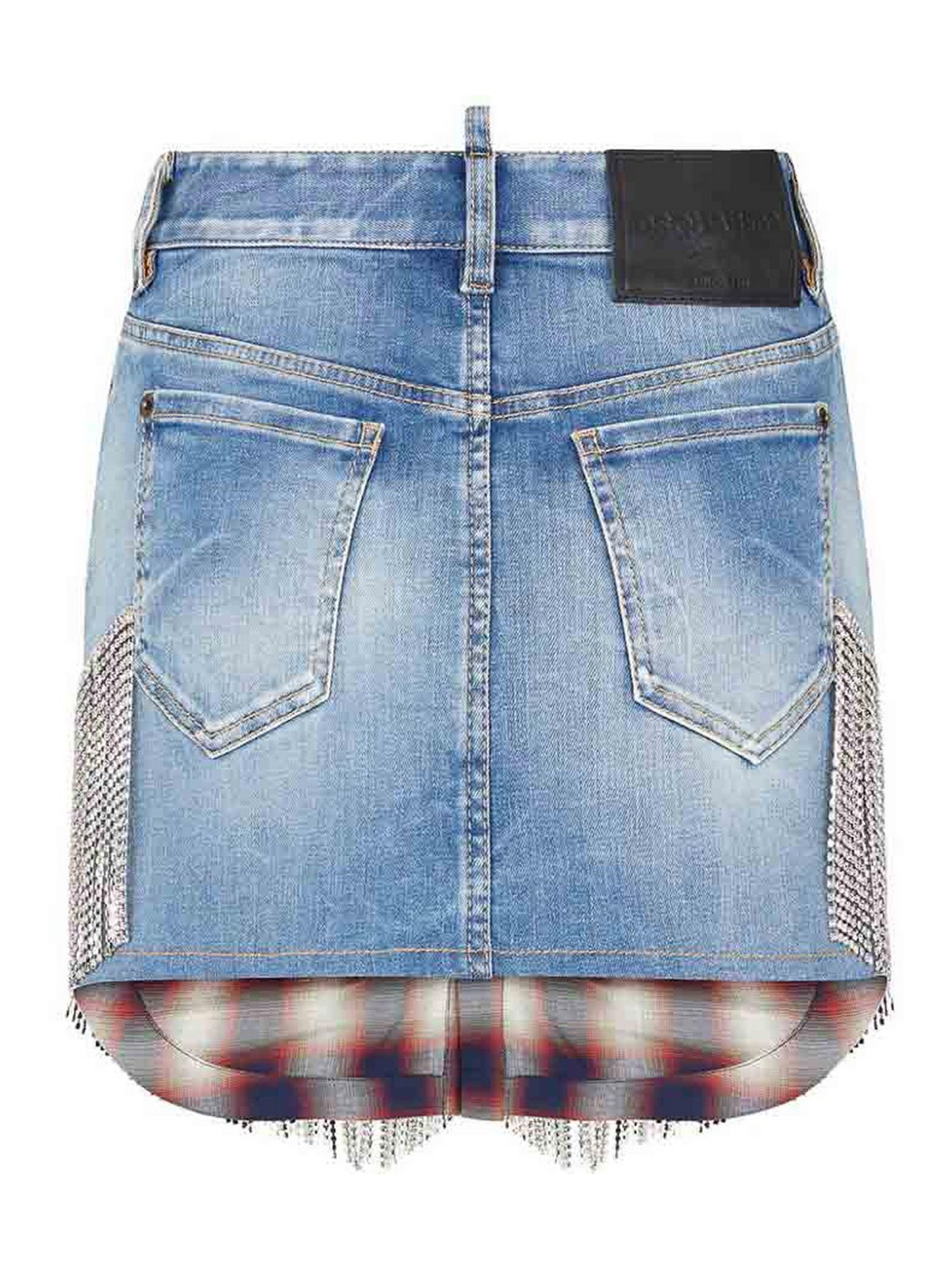 Shop Dsquared2 Indigo Layered Fringed Mini Skirt In Blue