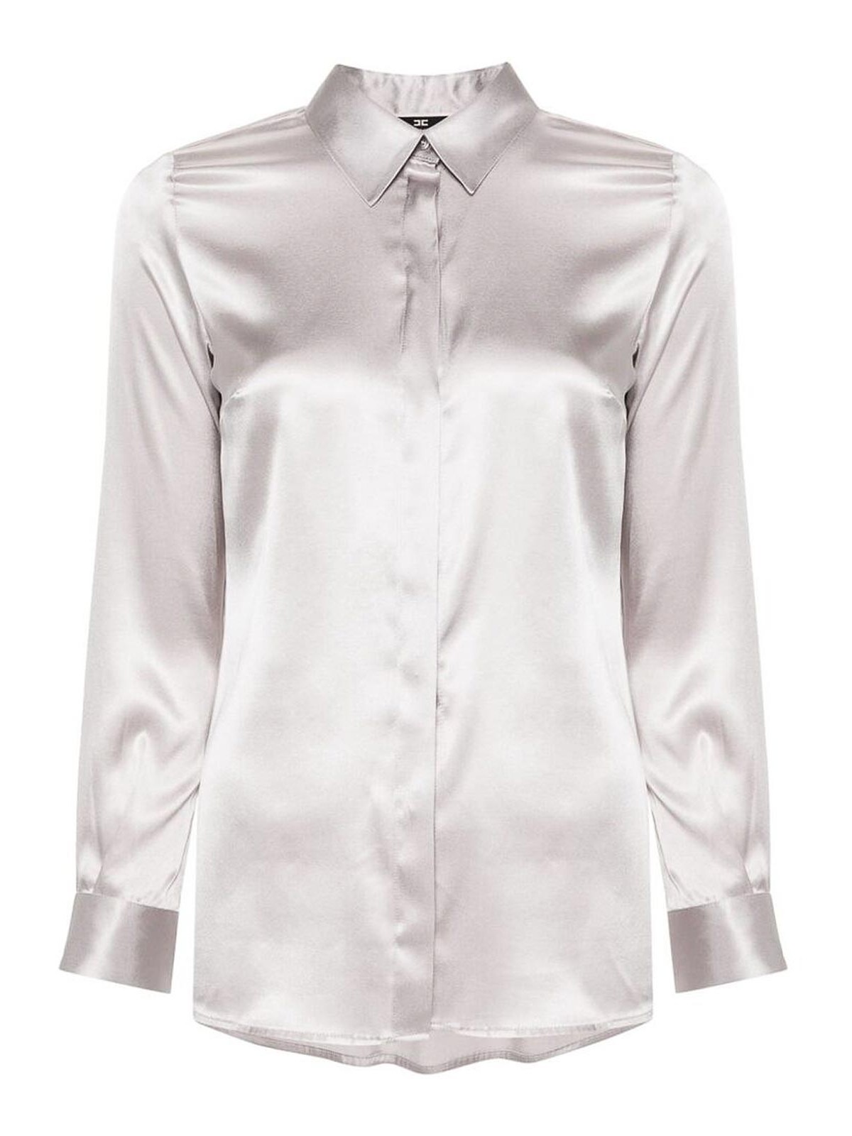 Shop Elisabetta Franchi Collar Blouse In Grey