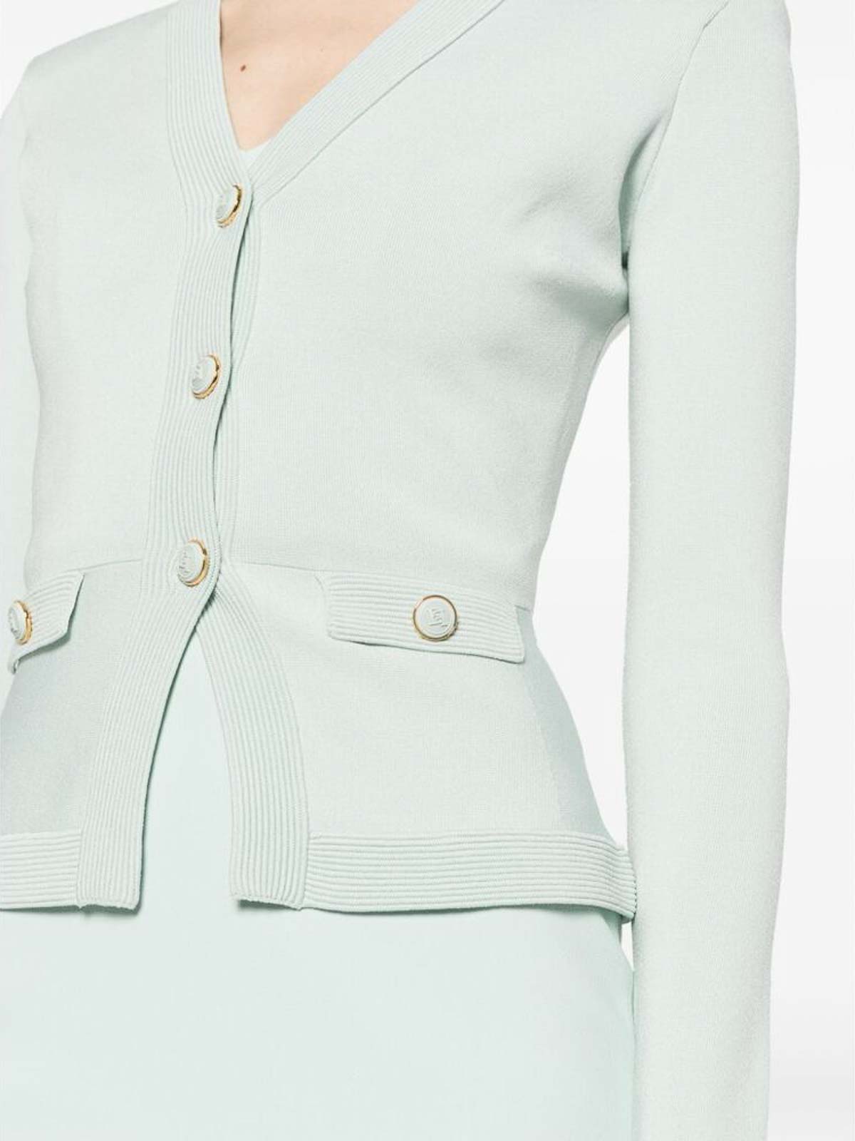 Shop Elisabetta Franchi Double-breasted Jacket In Green