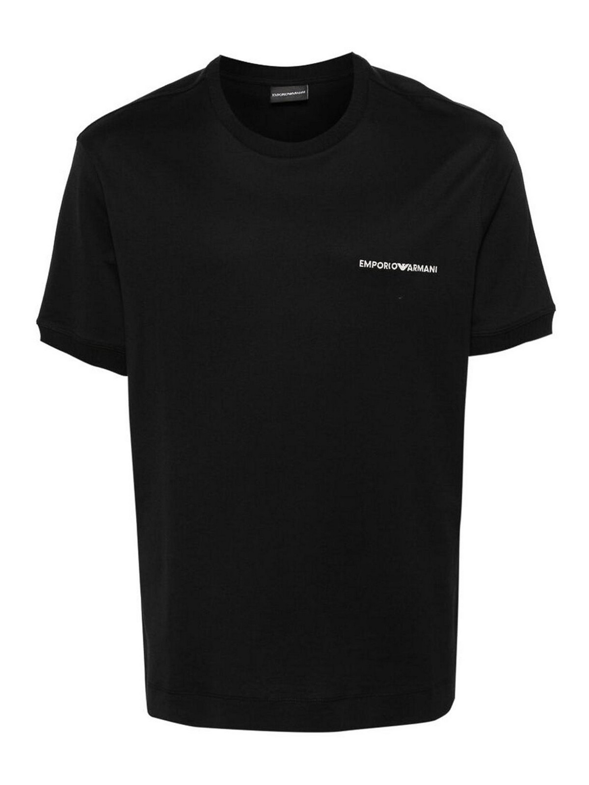 Emporio Armani Embroidered-logo Cotton T-shirt In Black