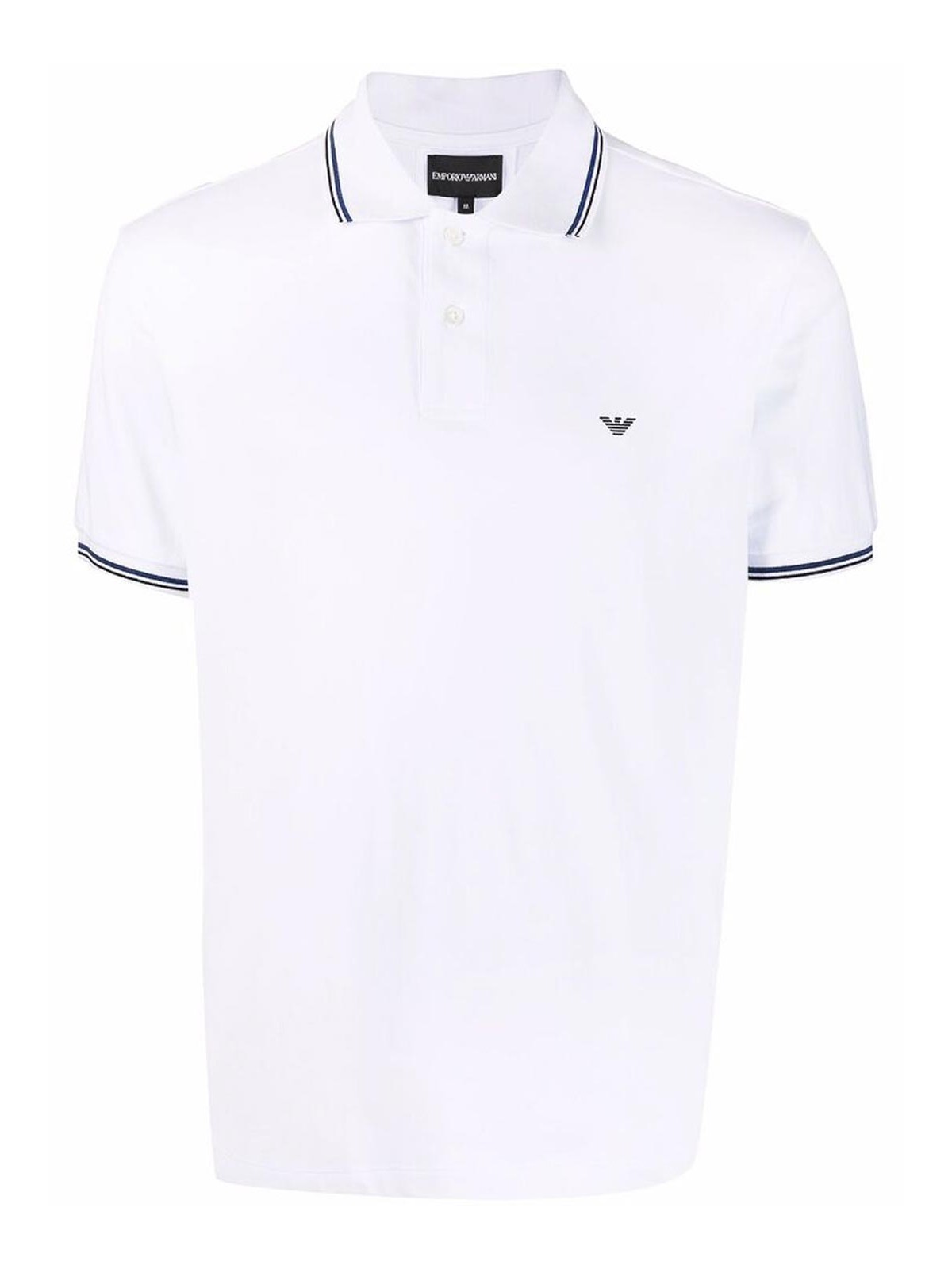 Shop Emporio Armani Bright White Logo Print Polo Shirt