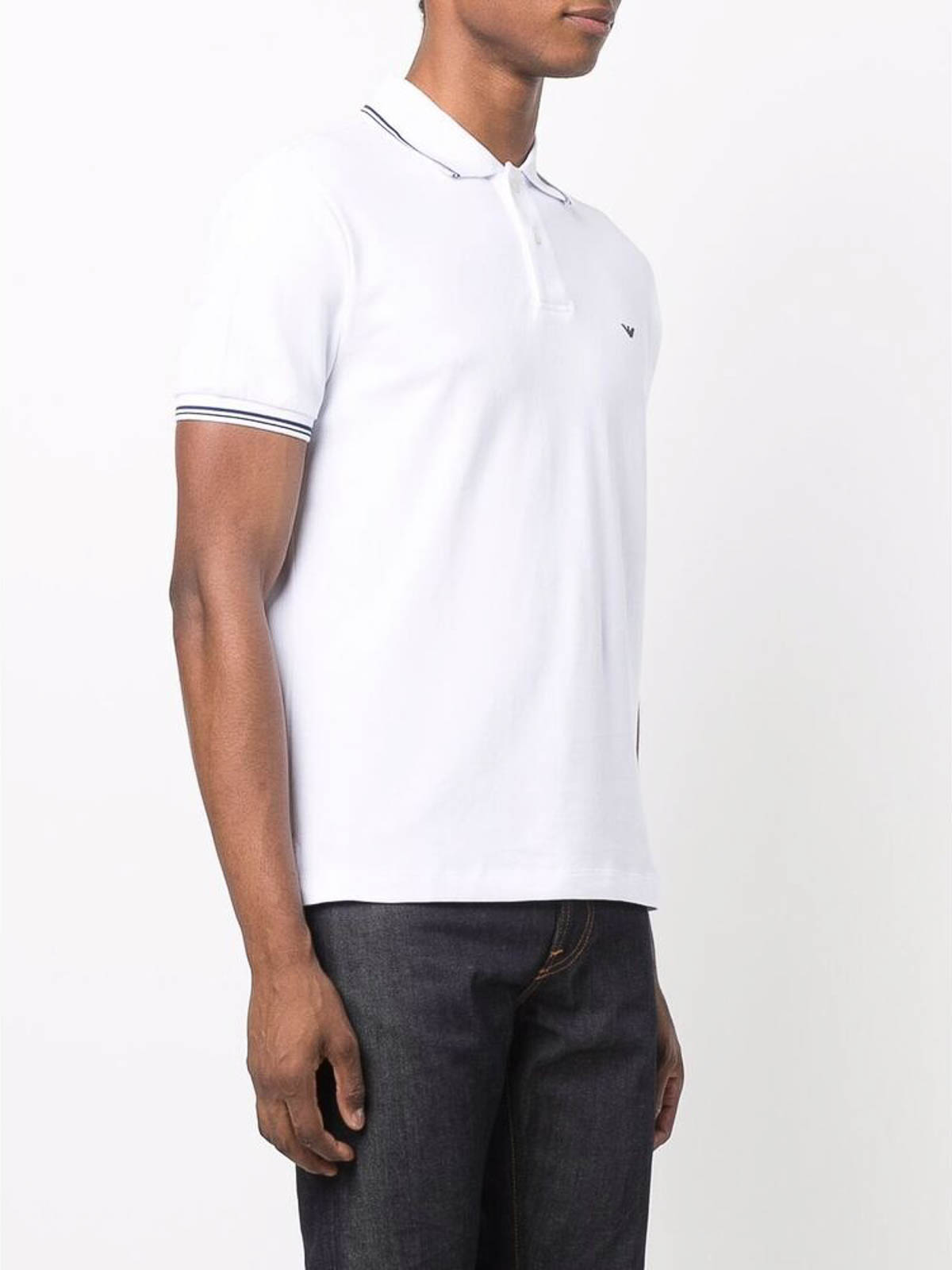 Shop Emporio Armani Bright White Logo Print Polo Shirt