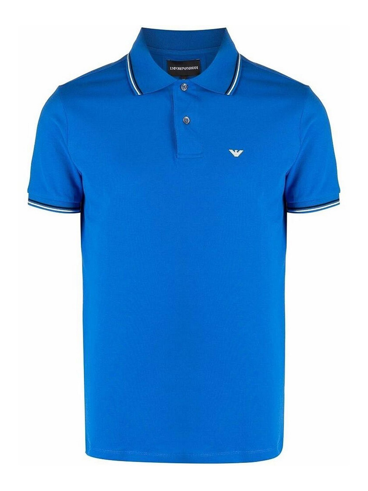 Emporio Armani Logo-embroidered Polo Shirt In Blue